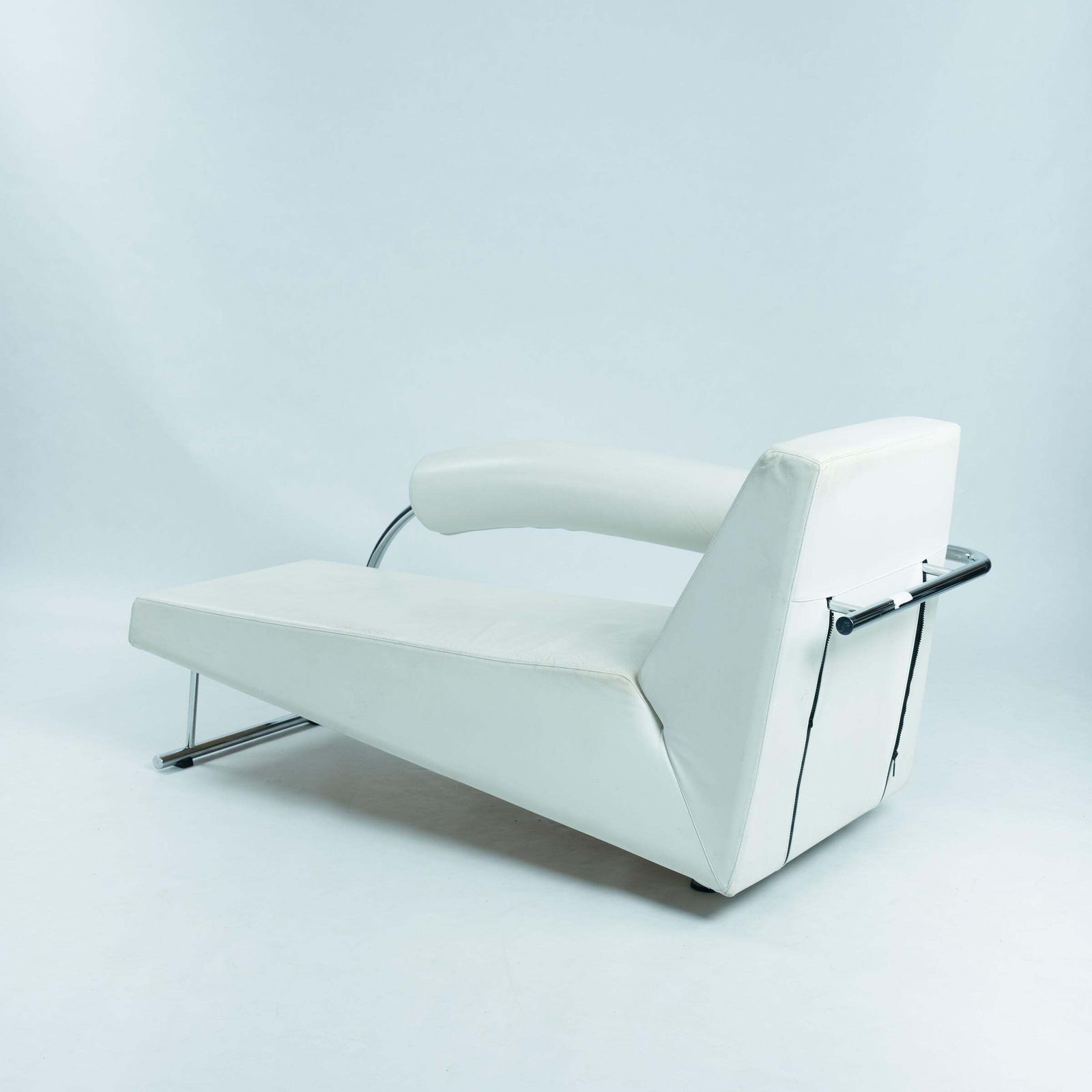 Rob Eckhardt Karel Doorman Chaise Longue White Leather Tubular Steel photo 2911.0