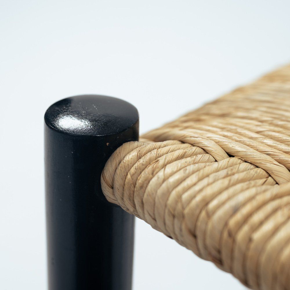 photo vinterior Spinetto Dining Chairs In Ebonised Straw By Chiavarine Fratelli, 1950s, Set Of 4