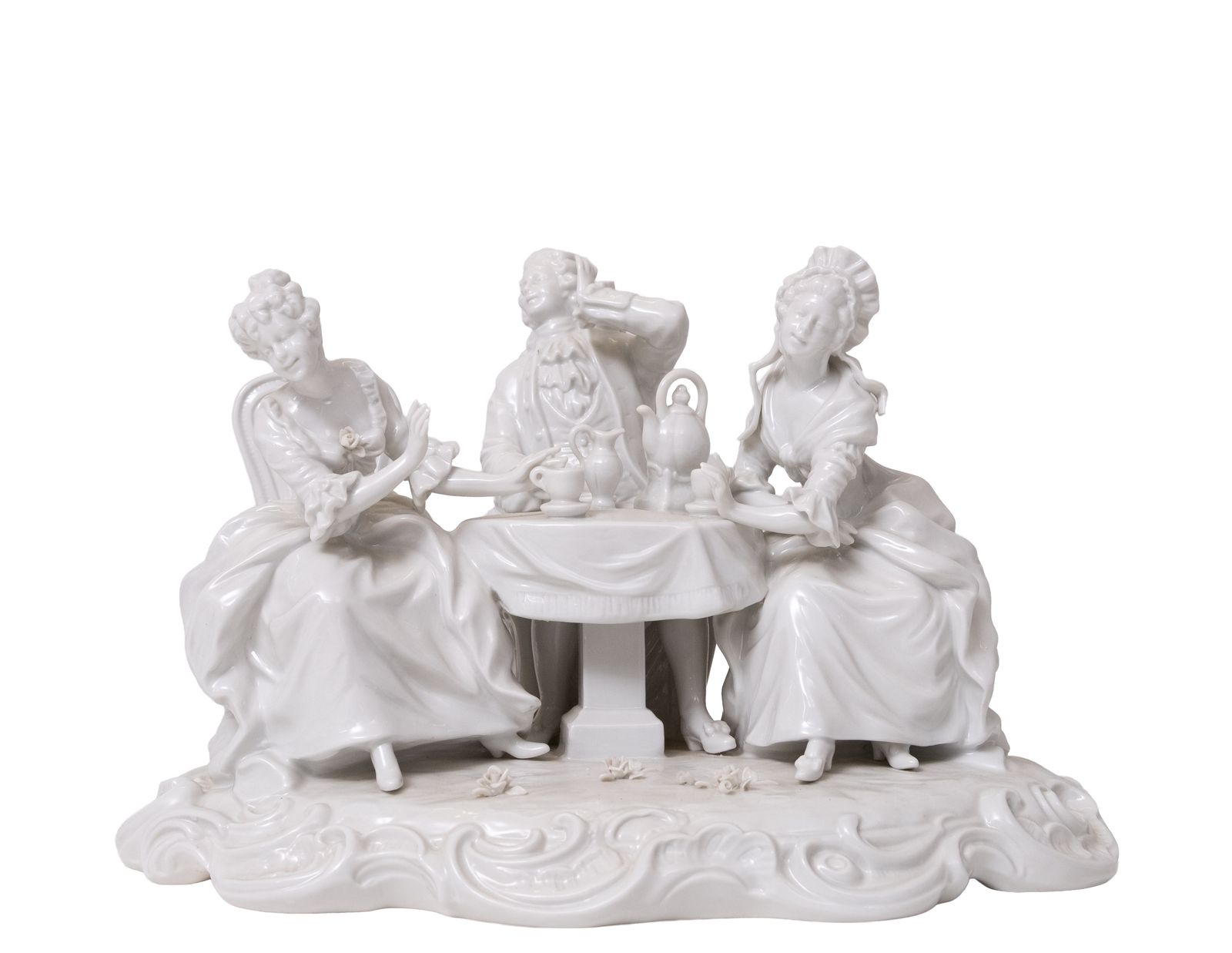 ''The Gossip'' Classic Glazed Porcelain Group Germany 1920s photo for sale