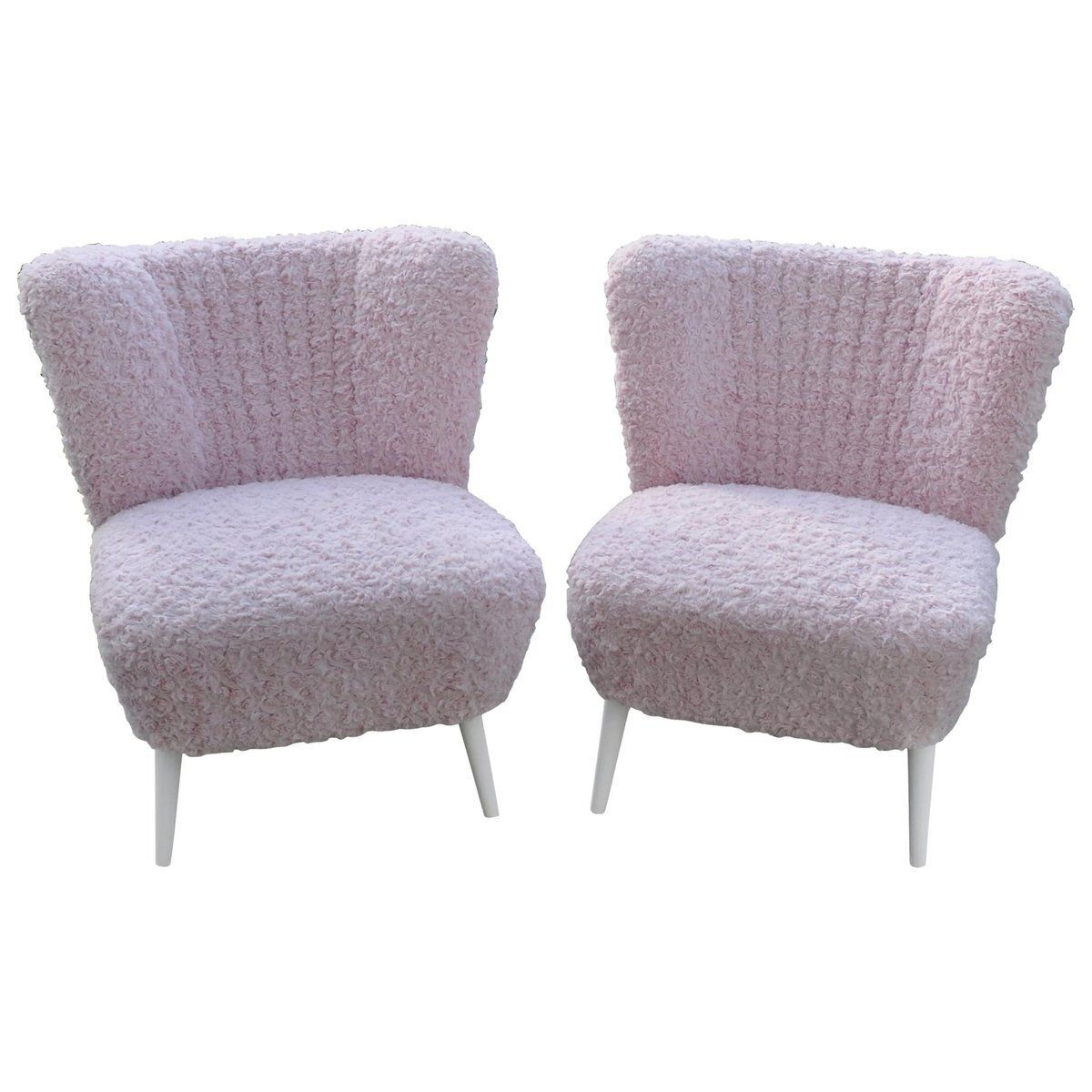 Set Of Pink Faux Fur Cocktail Chairs