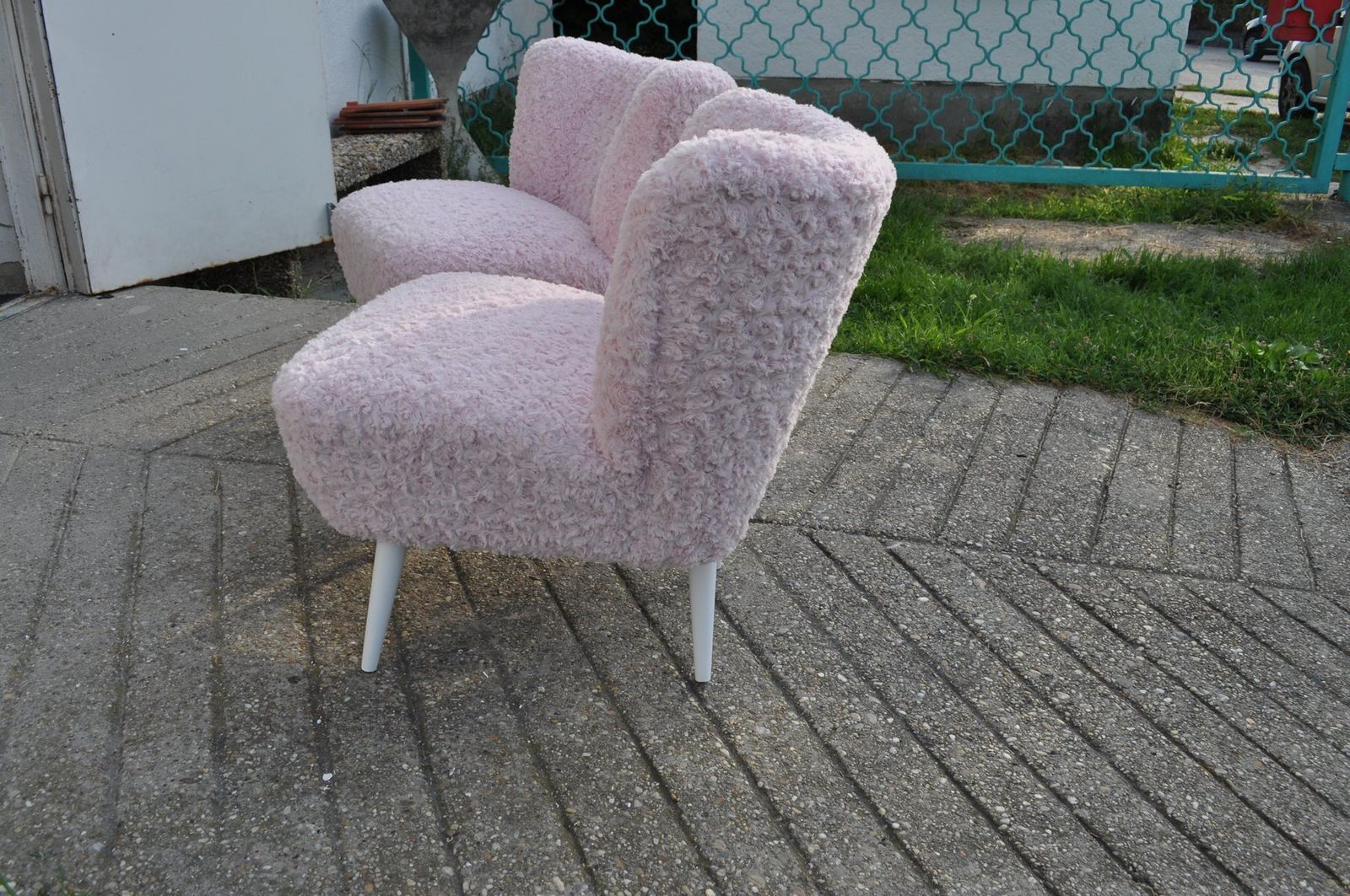 Set Of Pink Faux Fur Cocktail Chairs photo for sale