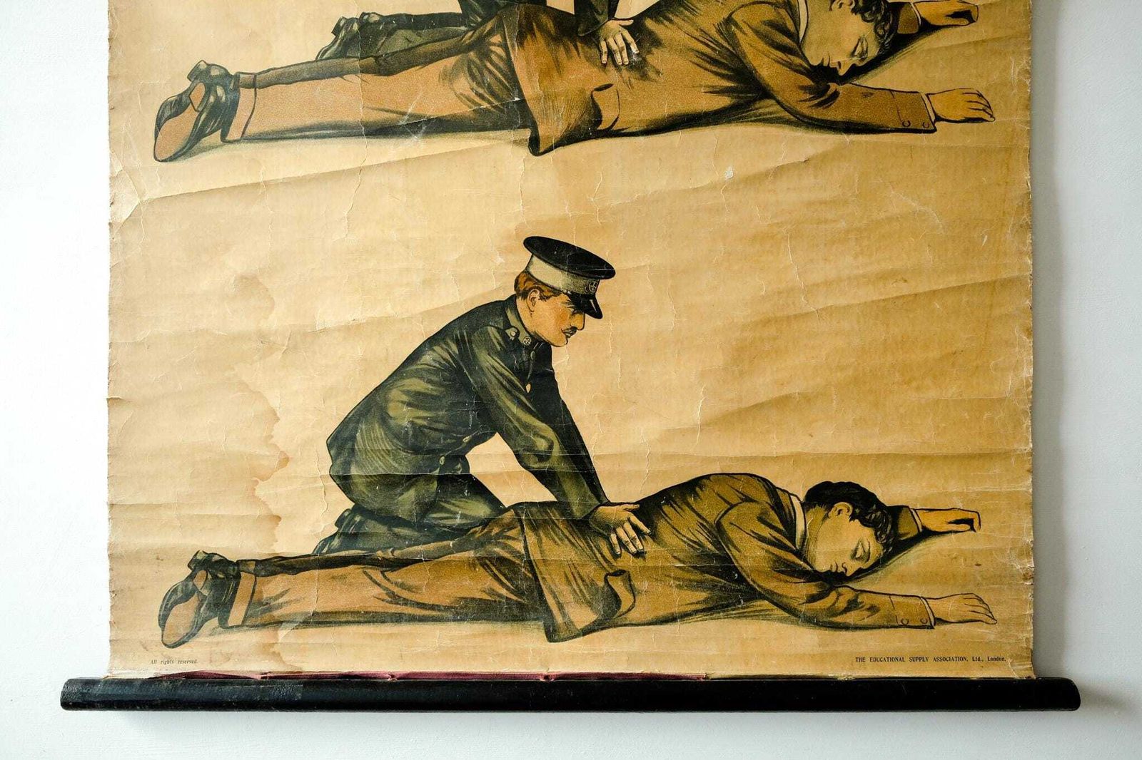 Original Anatomical Vintage British School Wall Chart Resuscitation First Aid Head Anatomy photo furniture