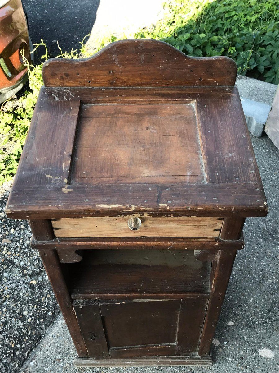 Antique Rustic Pine Nightstand photo vinterior