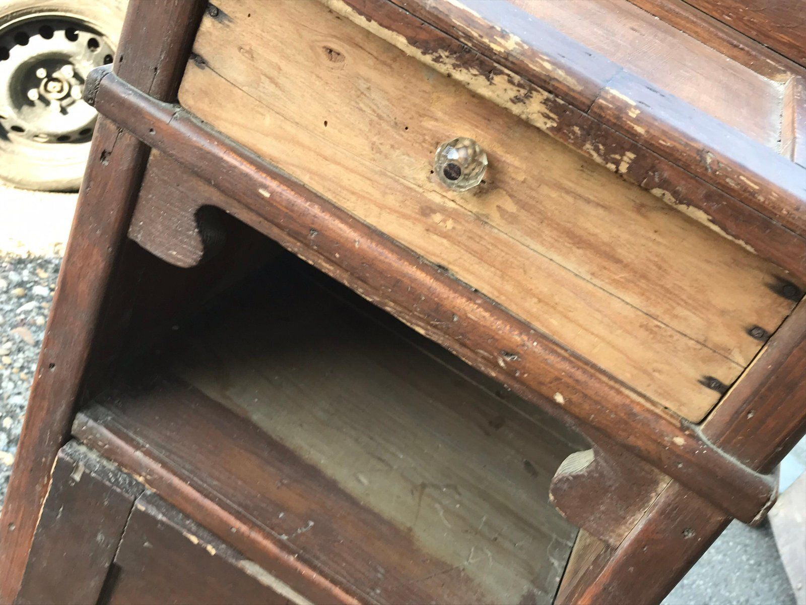 Furniture Antique Rustic Pine Nightstand photo