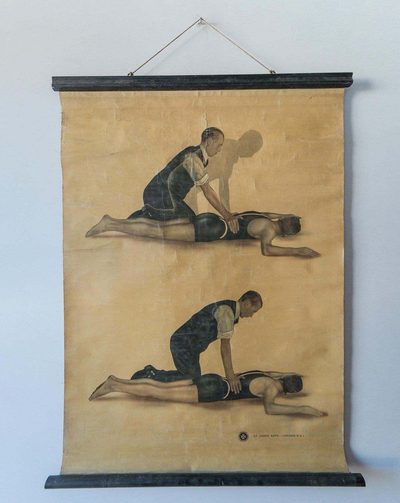 Original Anatomical Vintage British School Wall Chart Resuscitation First Aid Anatomy Beautiful Rare Teck St John's Ambulance