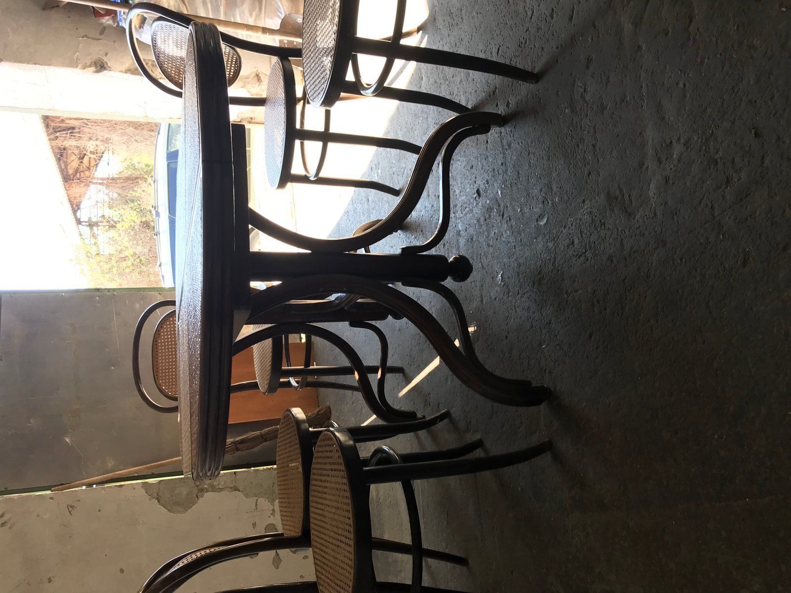 Oval Dining Chairs & Table In Wood Cane, Germany, 1960s, Set Of 7 photo vintage