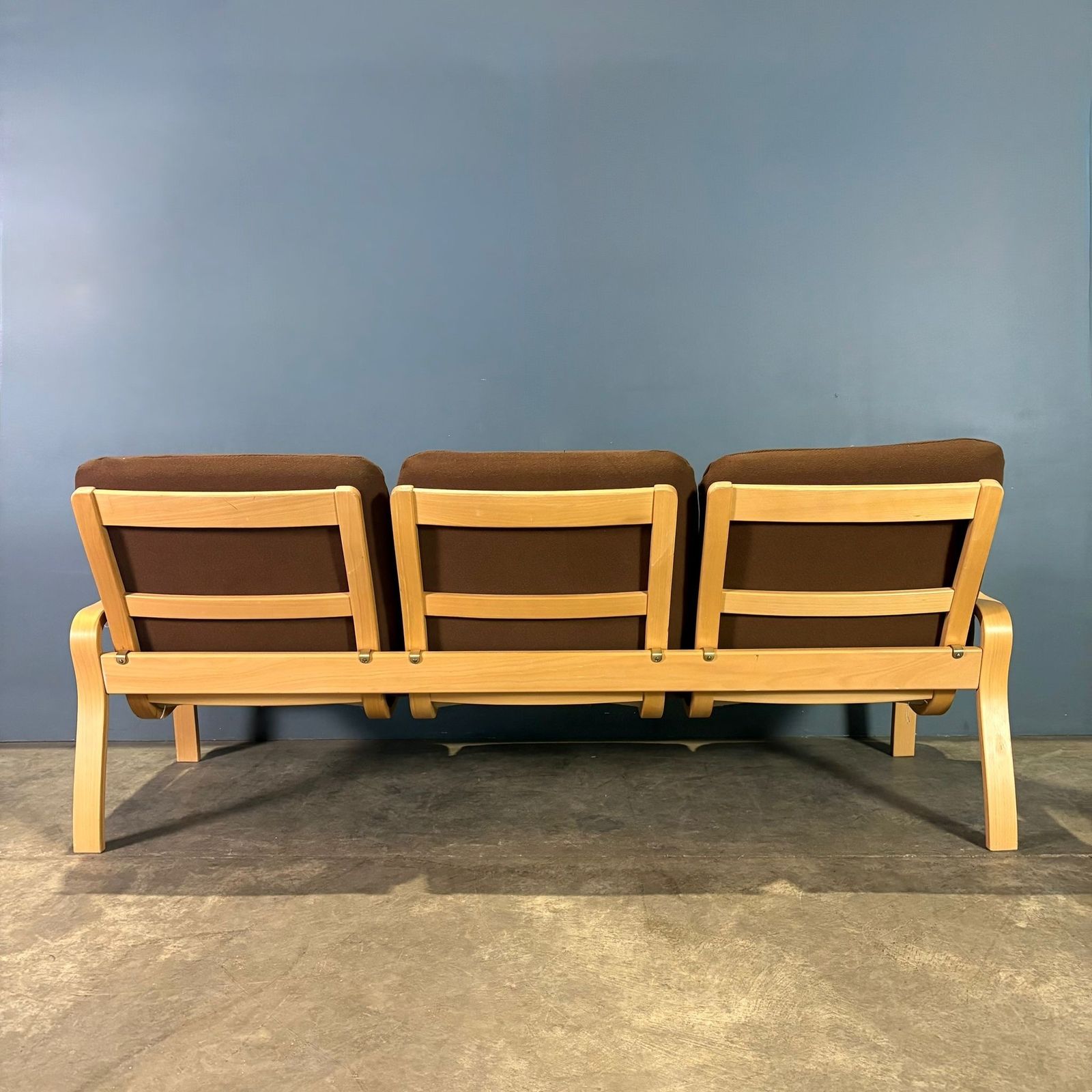 Mid Century Three Seater Brown Sofa By Yngve Ekström For Swedese Retro Mcm photo for sale