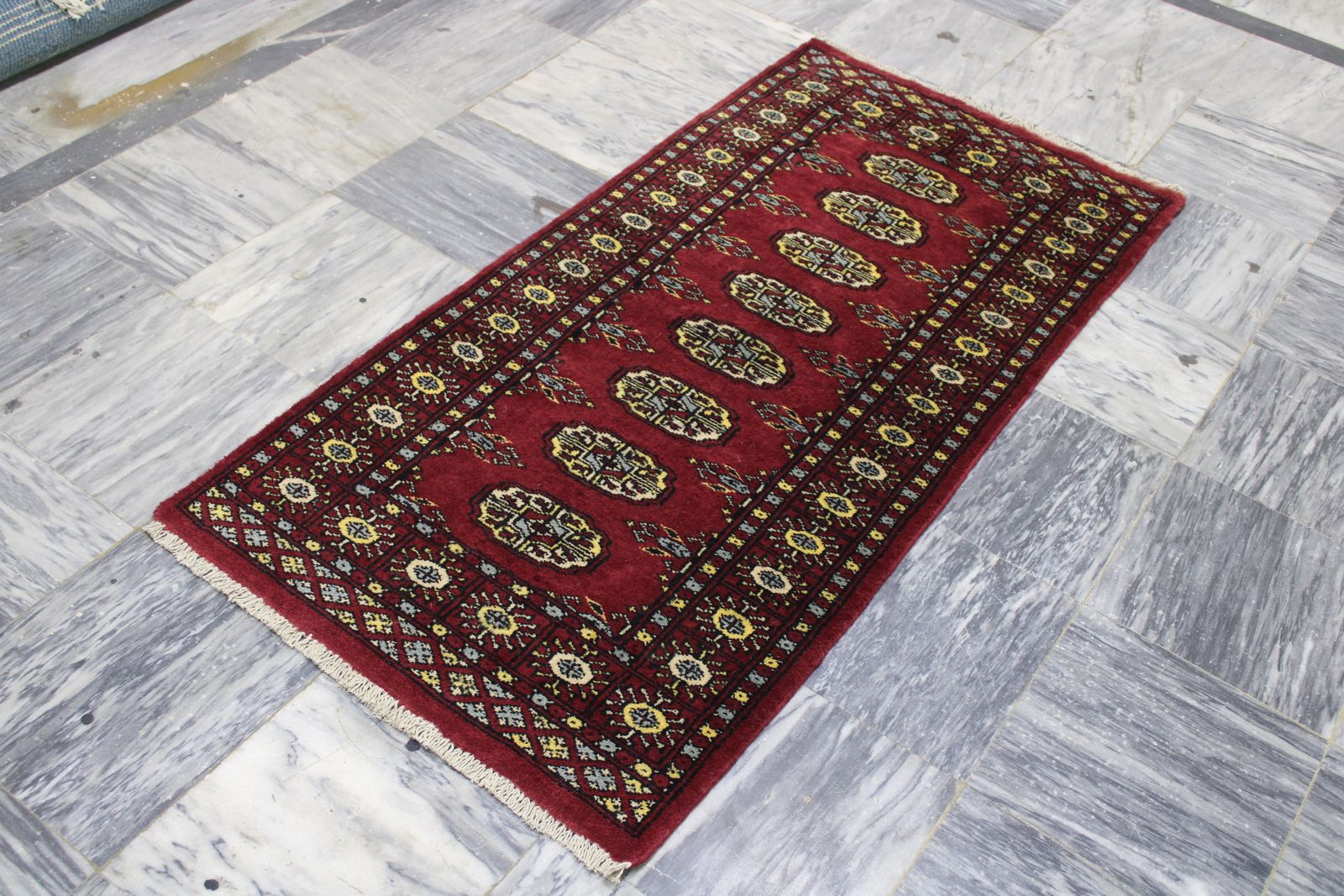 2x5 Red Afghan Bokhara Geometric Area Rug photo furniture