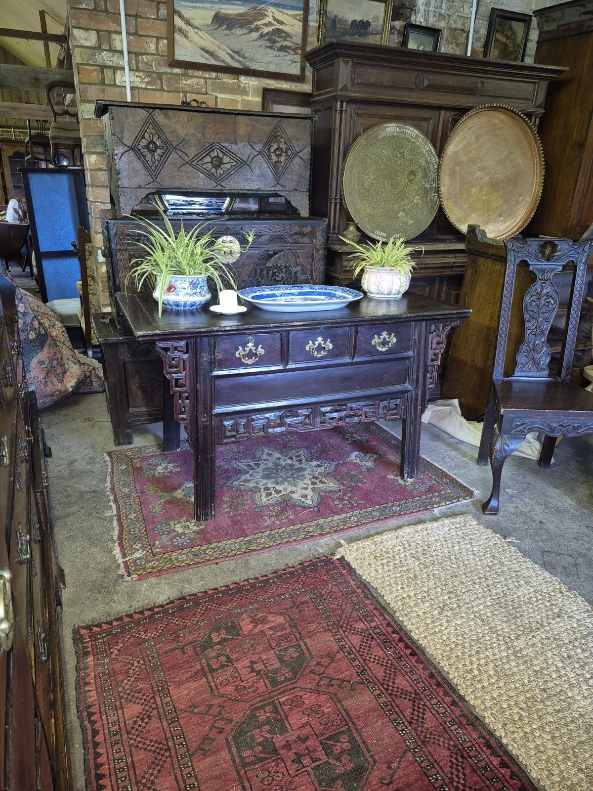 An Incredible Early 19th Century Provincial Chinese Hardwood Altar Console Table photo for sale