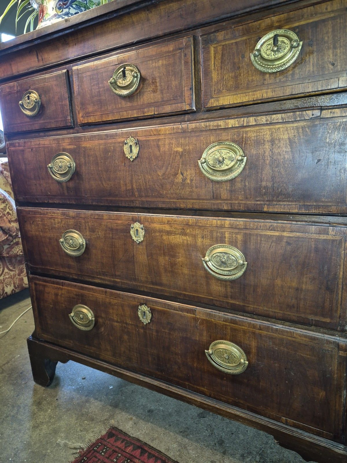 photo buy A Great George II Crossbanded Figured Walnut Chest Of Drawers On Bracket Feet