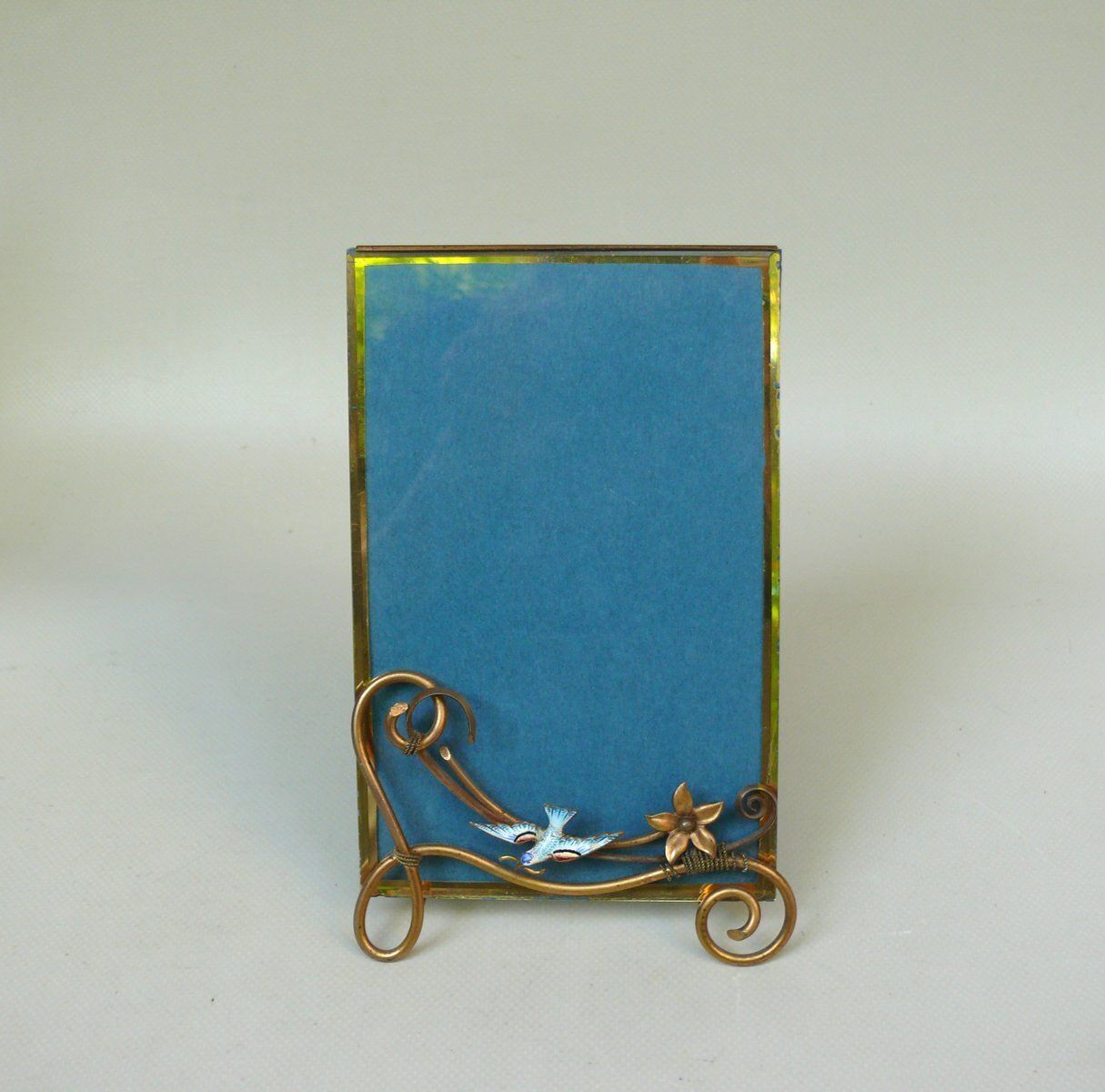 Art Nouveau Picture Frame With Seagull In Brass And Enamel, D.R.G.M, Germany photo 1703.0