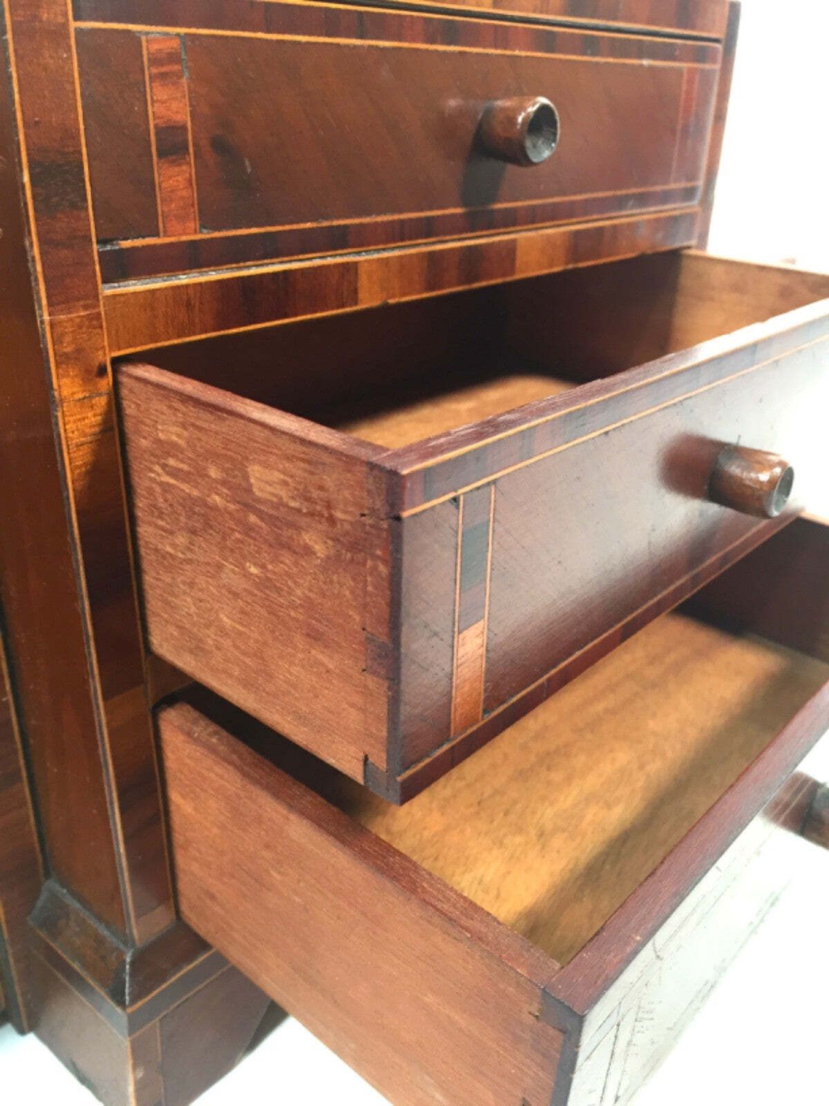 Antique Apprentice Furniture Tabletop Cabinet Drawers & Mirror Jewellery Box photo vinterior
