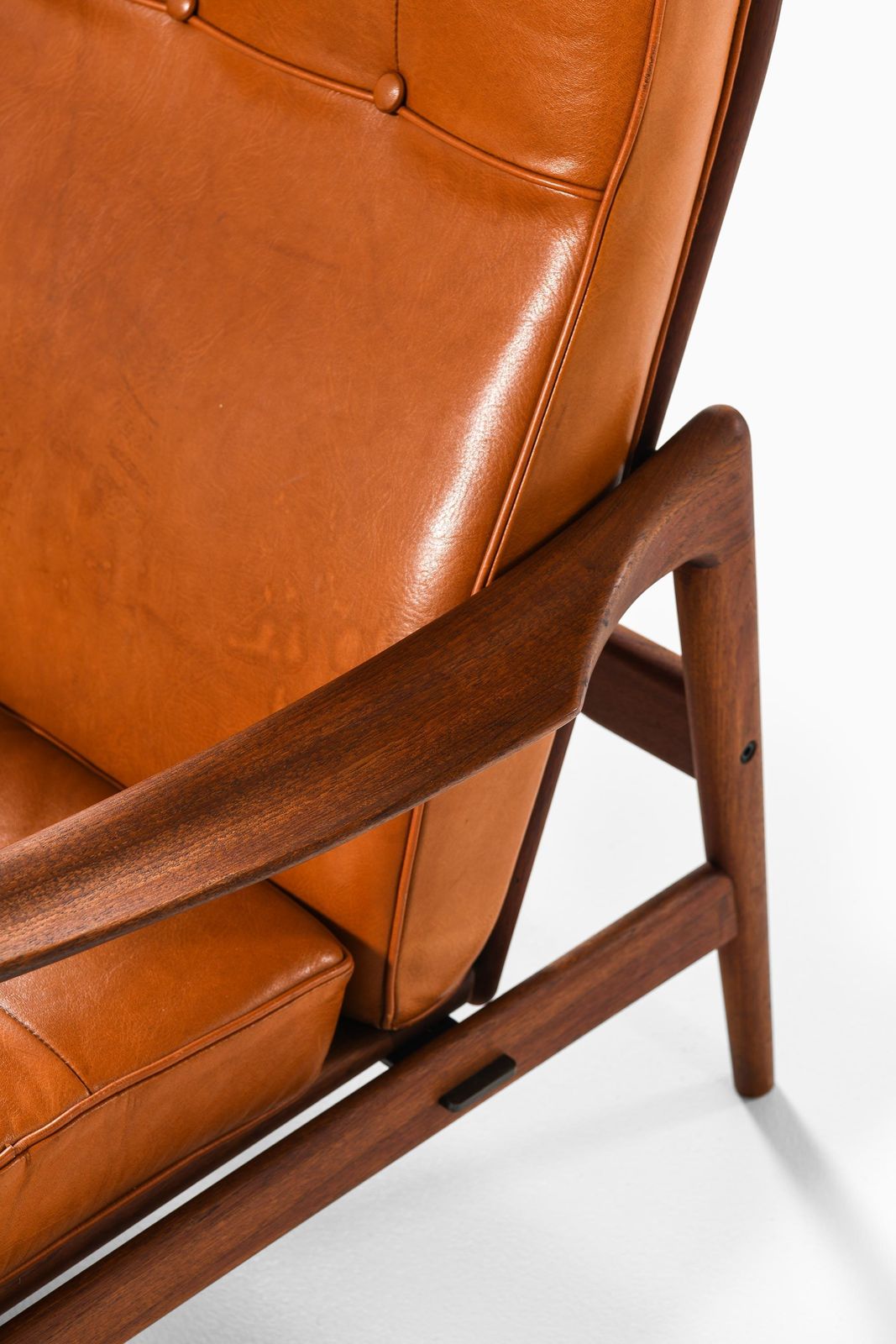 Set Of 2 Easy Chairs Leather And Teak By Ib Kofod Larsen, 1960s photo vinterior