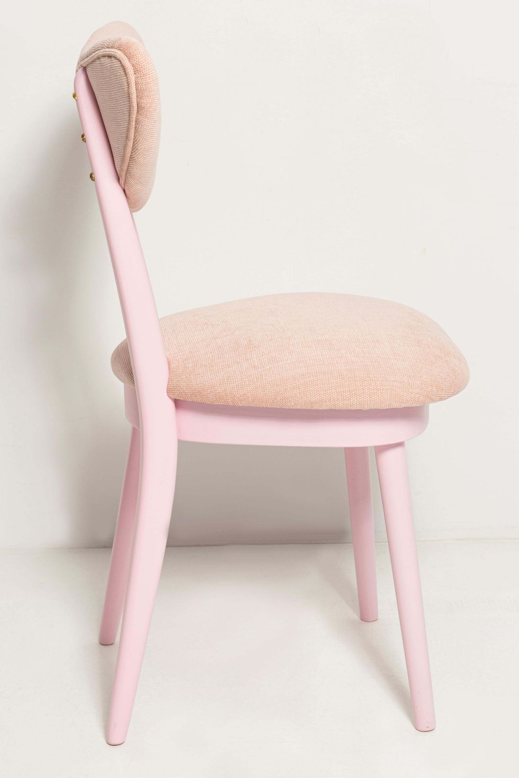 Six Mid Century Heart Chairs, Light Pink Chenille, Pink Wood, Europe, 1960s photo 4178.0