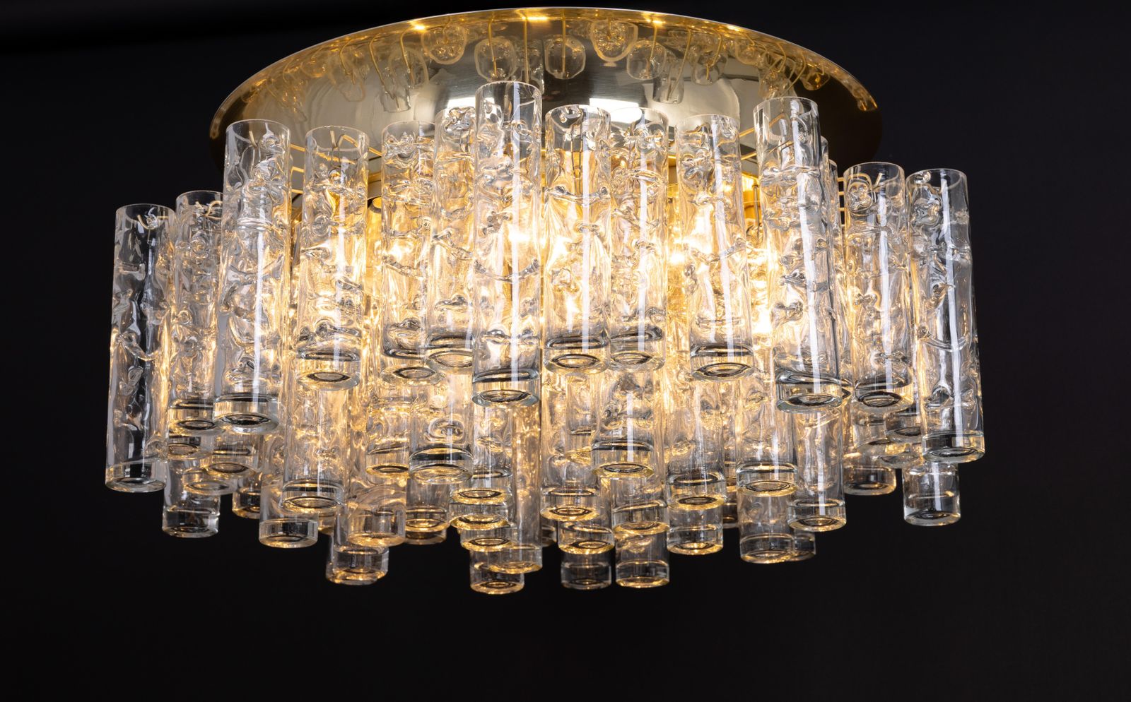 photo buy Stunning Large Murano Glass Tubes Flushmount Brass By Doria, Germany, 1960s