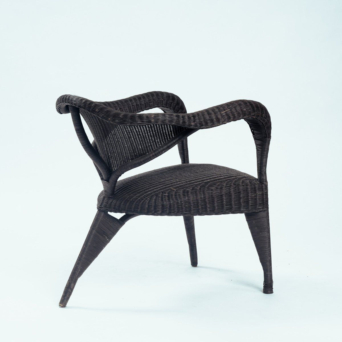 Set Of Sculptural Rattan Tripod Armchairs, 1980s photo Furniture