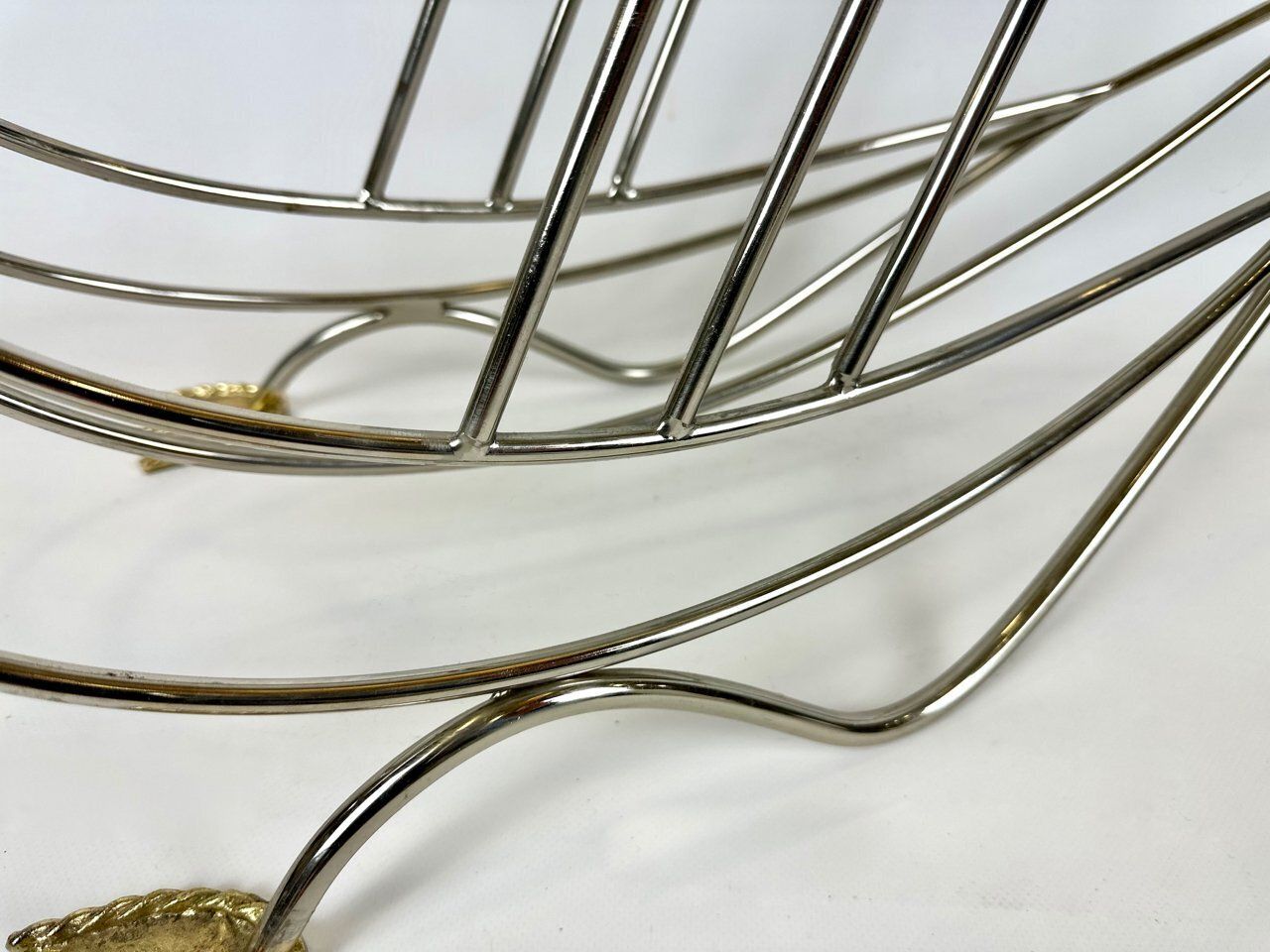 Regency Swan Chrome And Brass Magazine Rack, 1970s photo buy