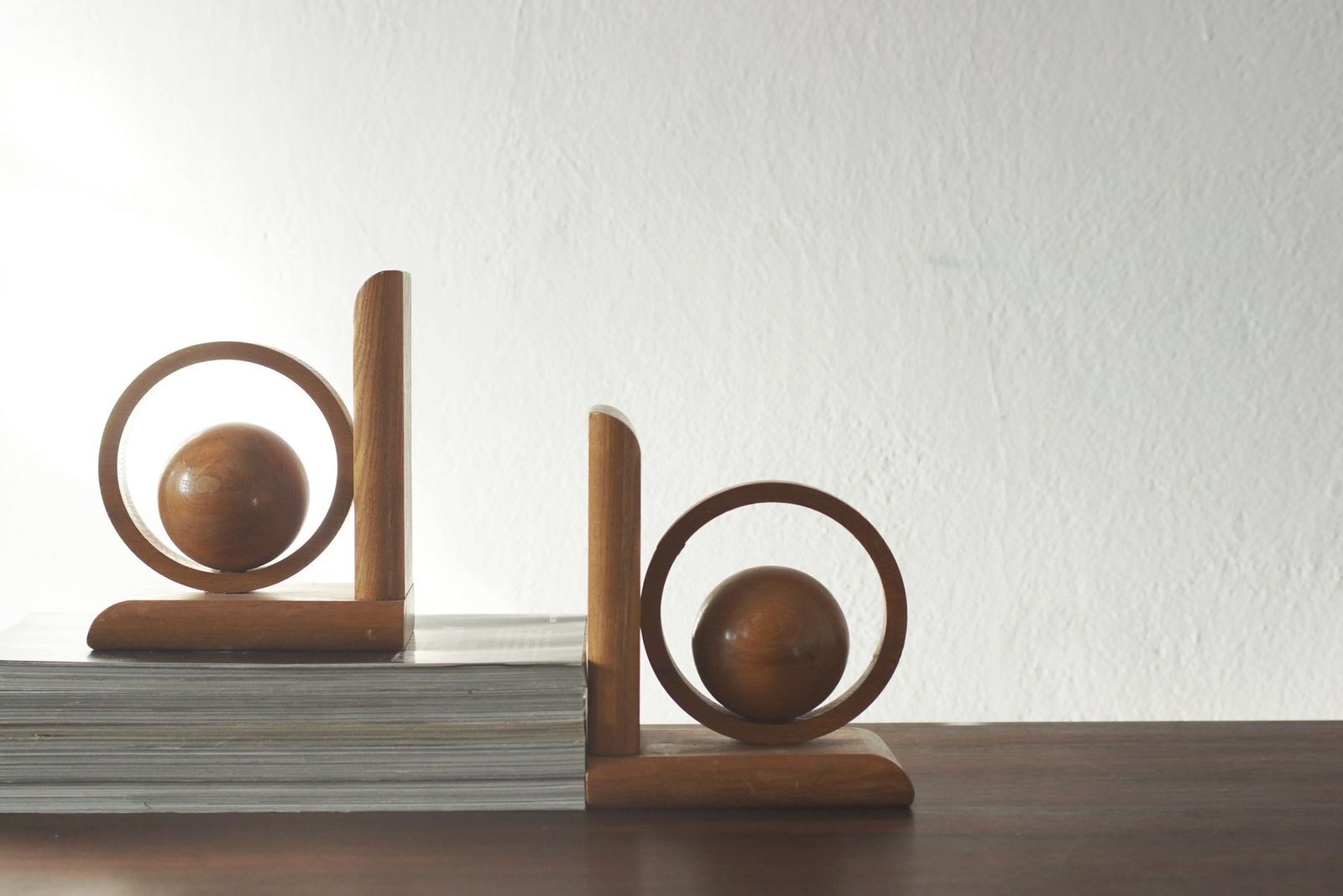 Mid Century Modern Wooden Bookends, 1960s, Set Of 2 photo for sale