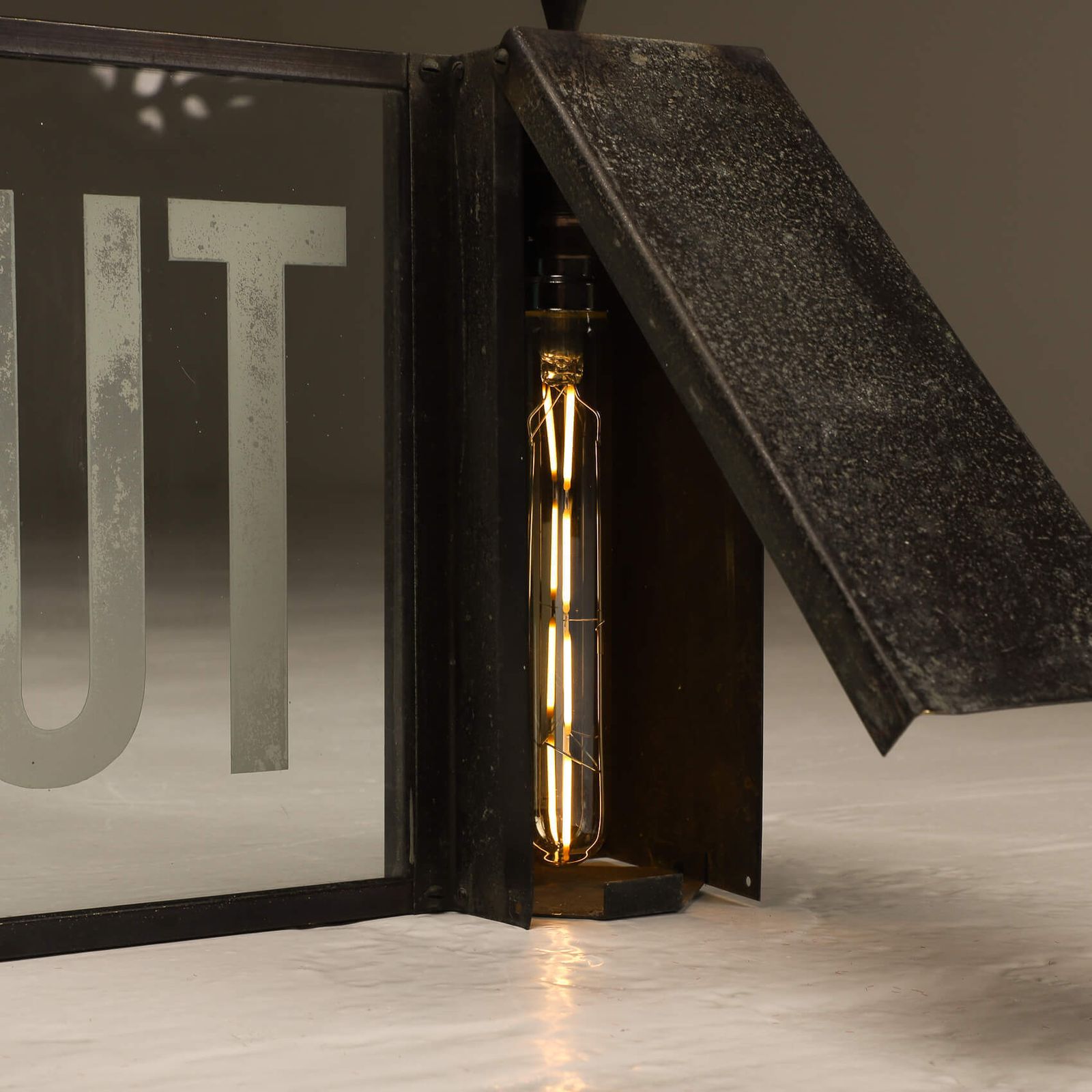 Antique ‘Way Out’ Gas Light Sign photo furniture