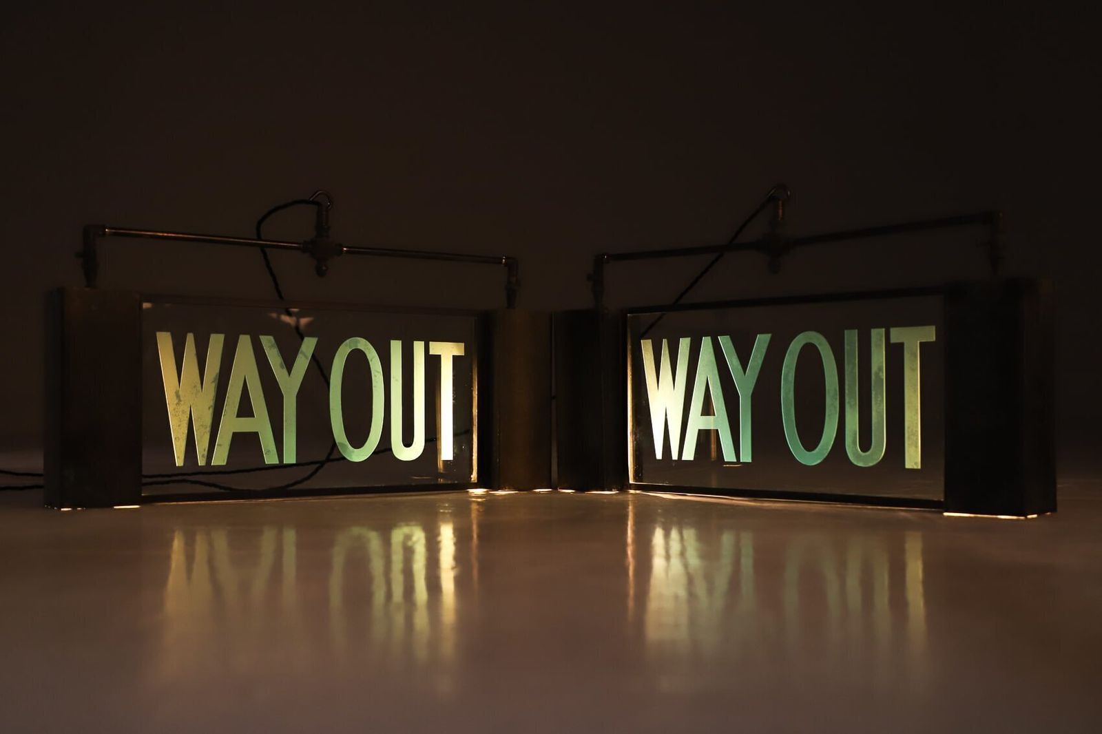 Antique ‘Way Out’ Gas Light Sign photo 1171.0