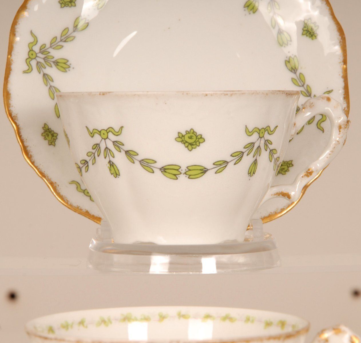 Art Nouveau French Limoges Porcelain Tea Set From A. Lanternier, 1890s, Set Of 15 photo vintage