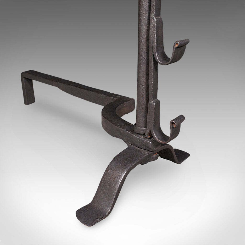 Home Fixtures Antique Fireplace Set English Cast Iron Fire Basket Mulling Andiron Georgian photo