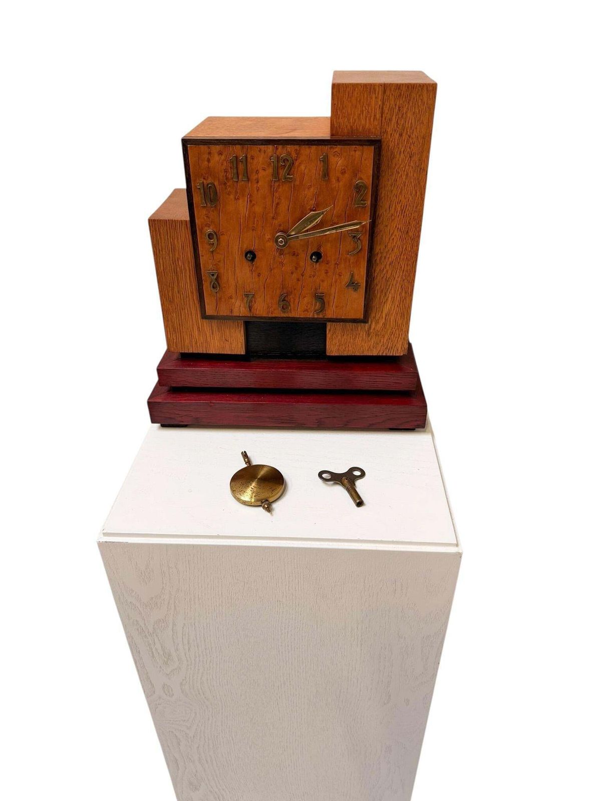 2439.0 Art Deco Modernist Mantel Clock In The Style Of Hendrik Wouda, 1920s photo