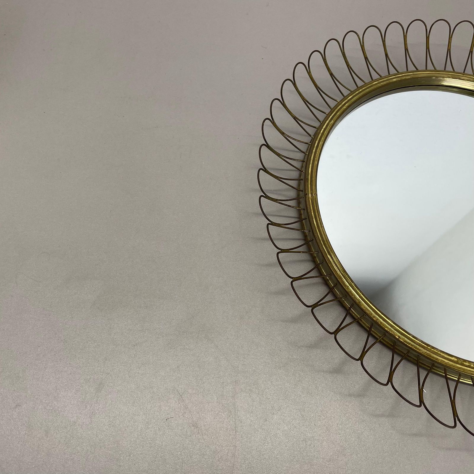 Brass Metal Round Mirror By Josef Frank For Svenskt Tenn Attrib., Sweden, 1960s photo 756.0