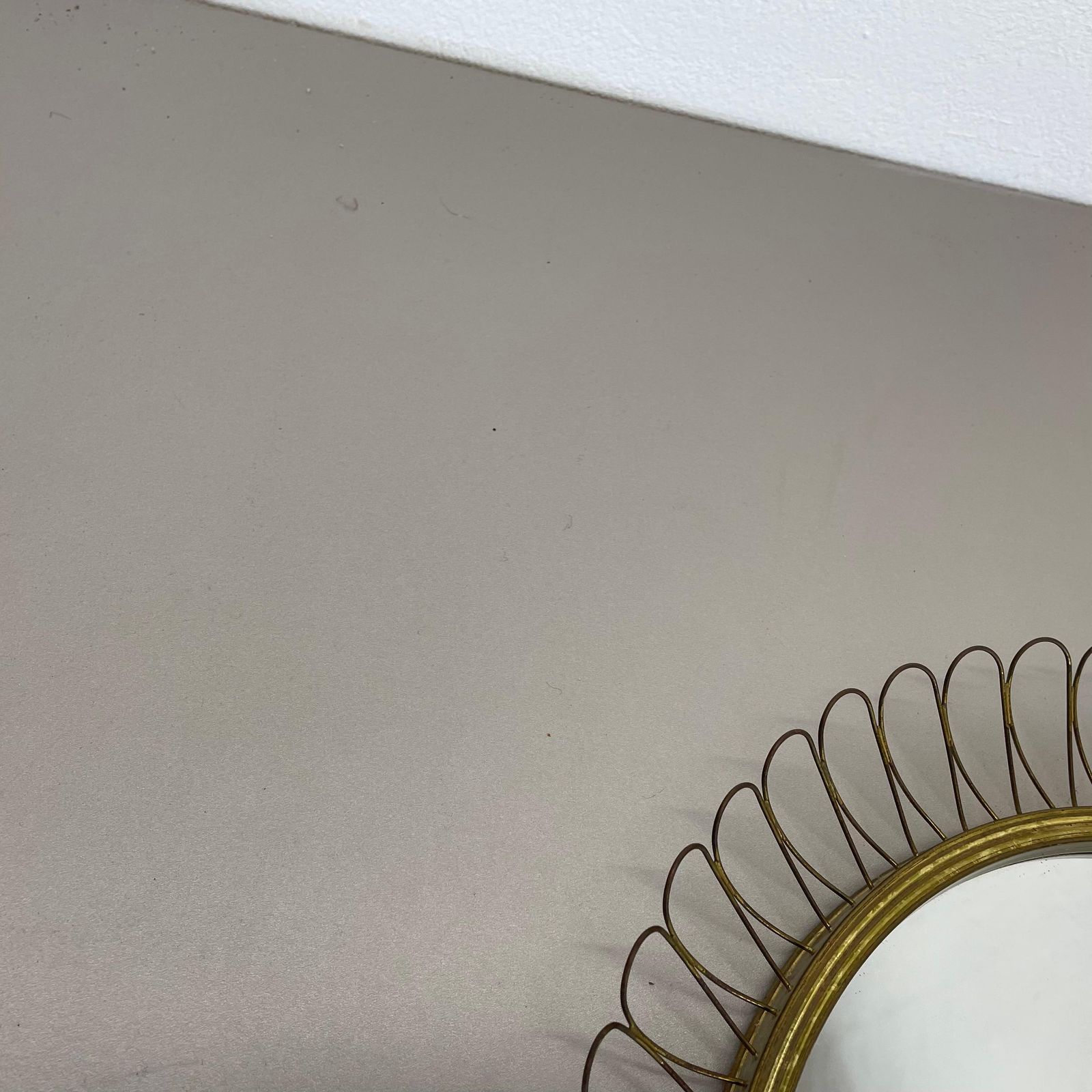 Brass Metal Round Mirror By Josef Frank For Svenskt Tenn Attrib., Sweden, 1960s photo vinterior