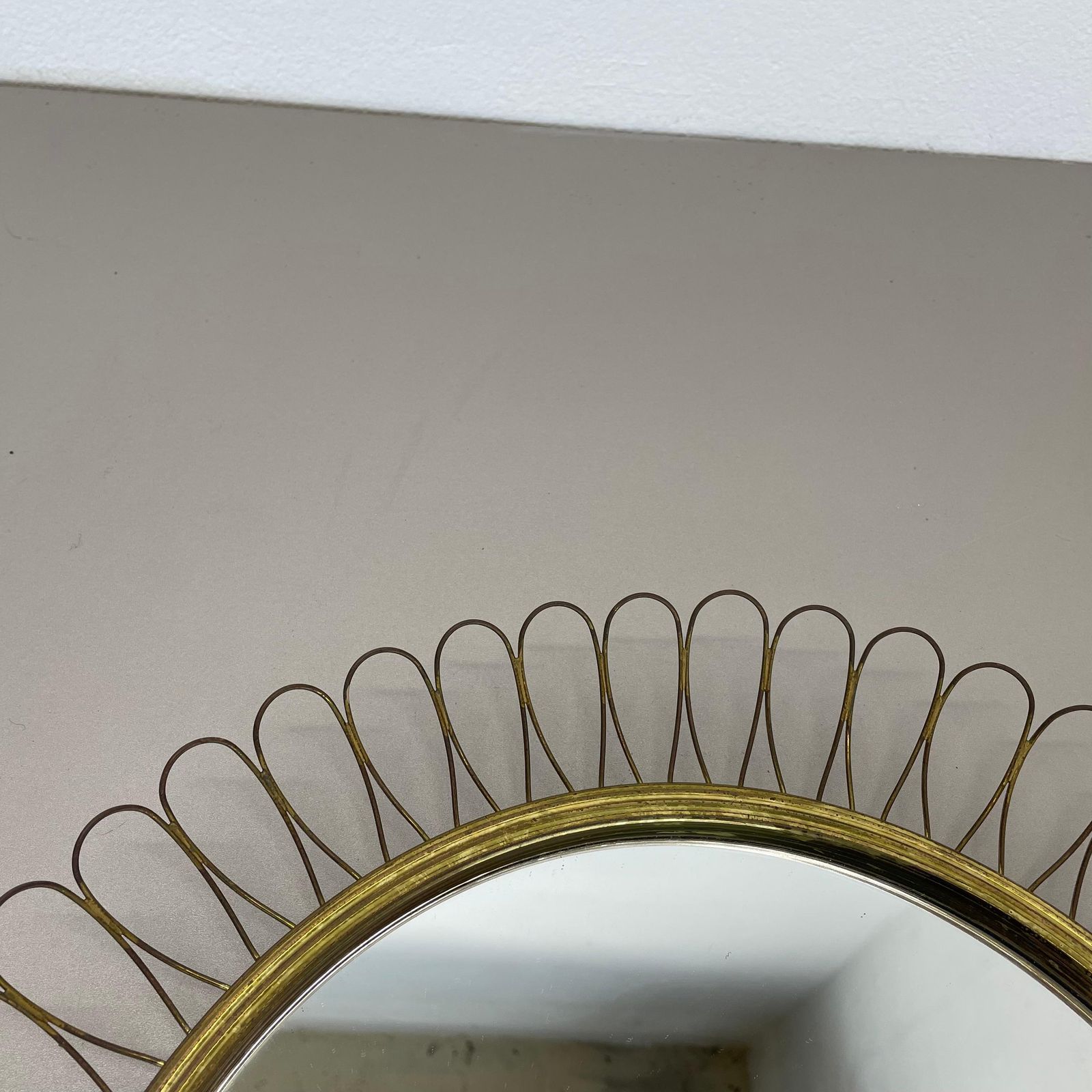 Brass Metal Round Mirror By Josef Frank For Svenskt Tenn Attrib., Sweden, 1960s photo buy