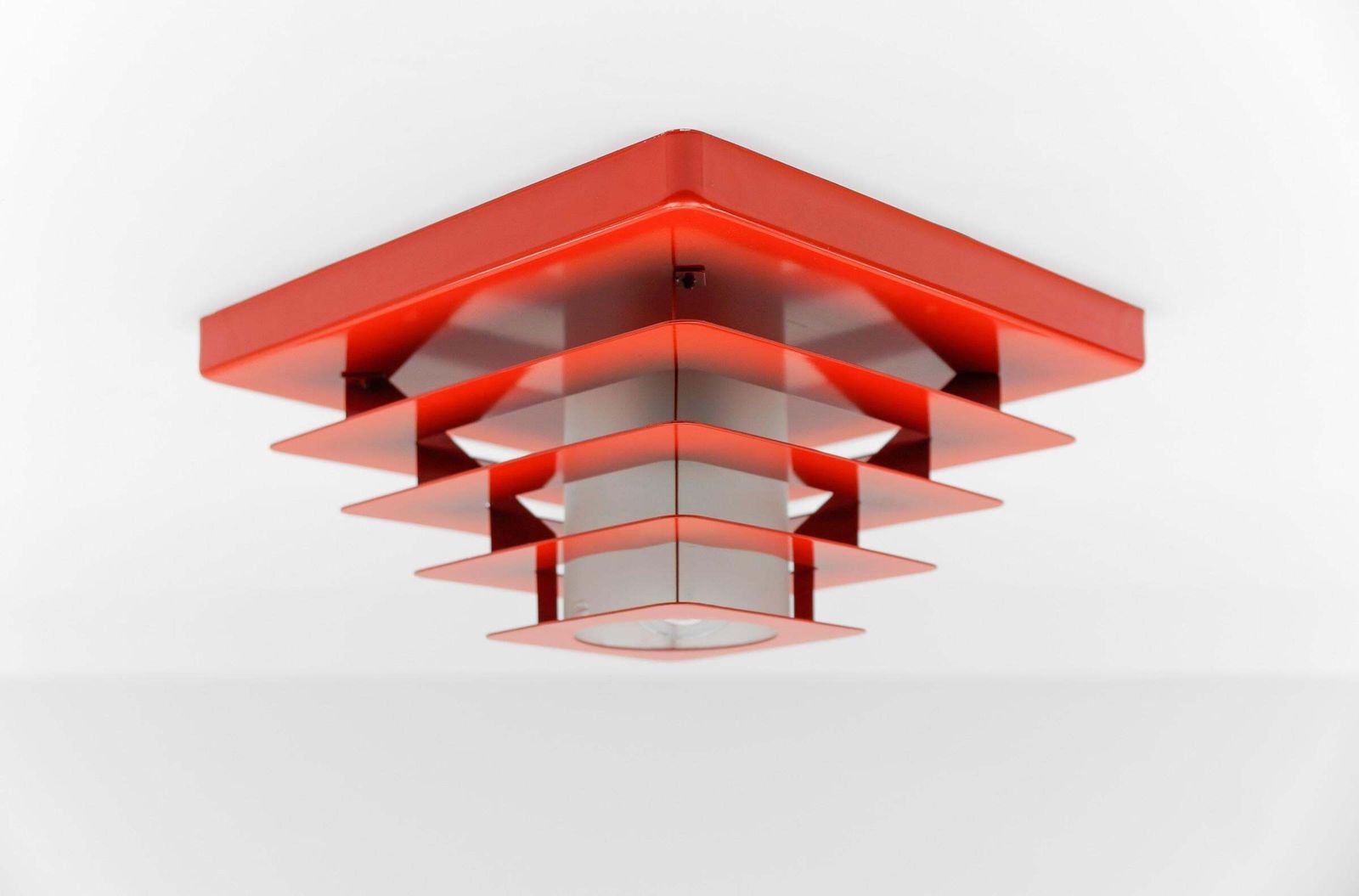 Stunning Space Age Lamp In Pyramid Shape Made Of Metal And Glass, 1960s photo furniture