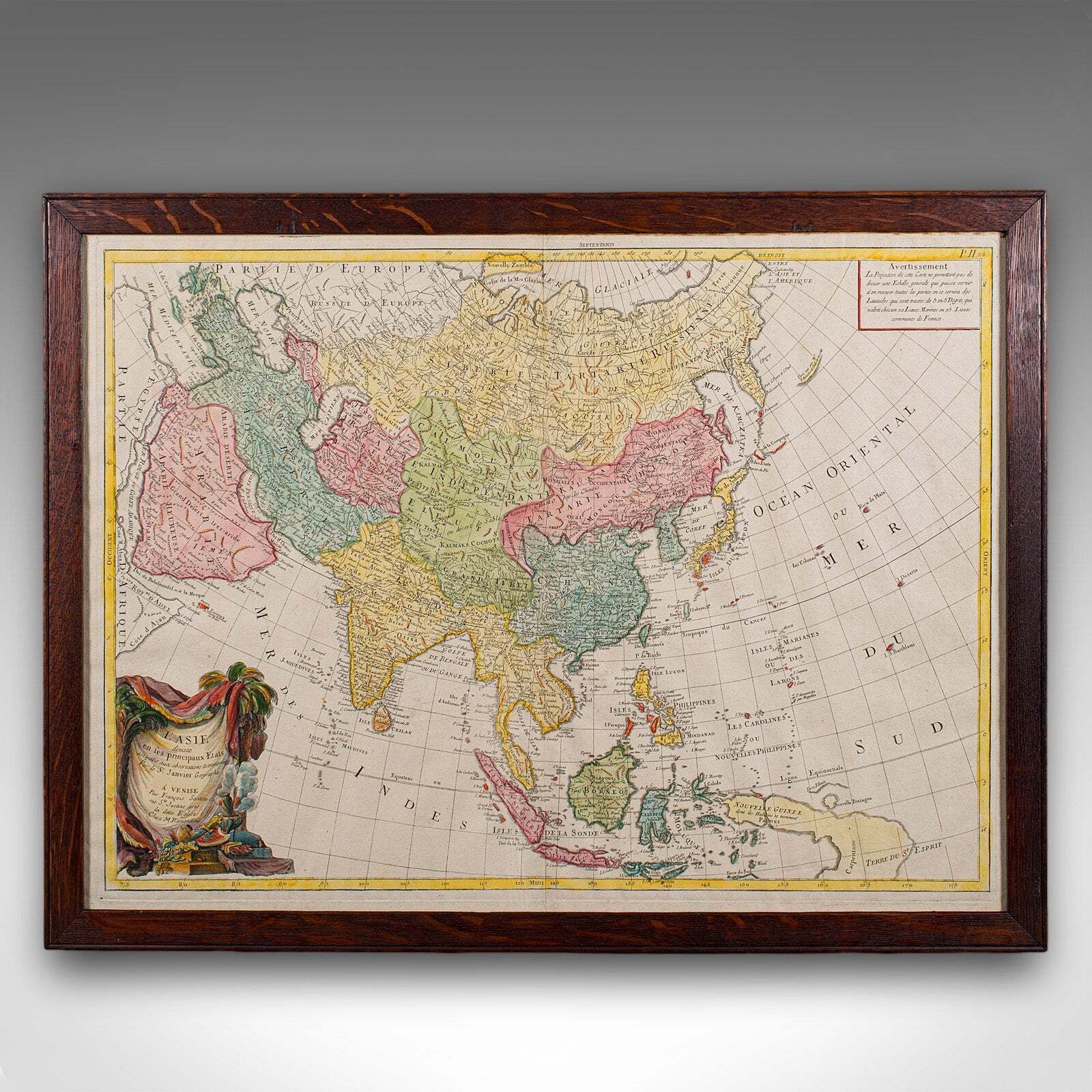 Antique Map Of Asia, French, Framed, Atlas, Continental Cartography, Georgian photo furniture
