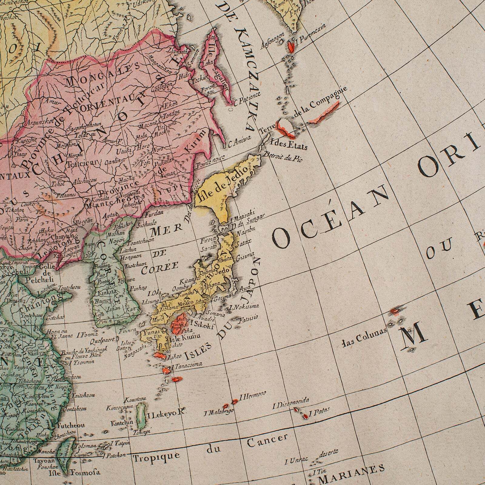 Art Antique Map Of Asia, French, Framed, Atlas, Continental Cartography, Georgian photo