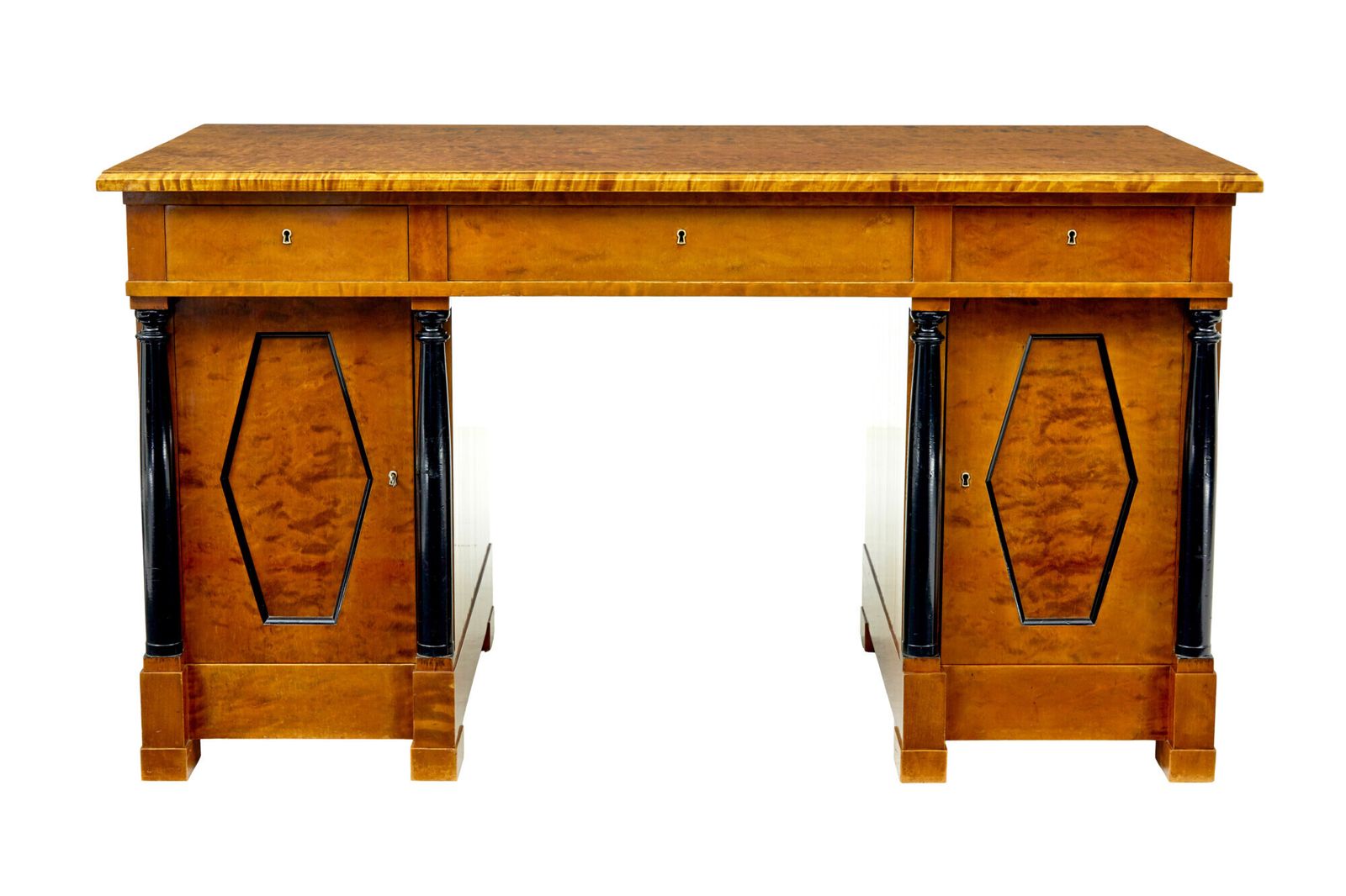 2695.0 Swedish Early 20th Century Empire Revival Birch Pedestal Desk photo