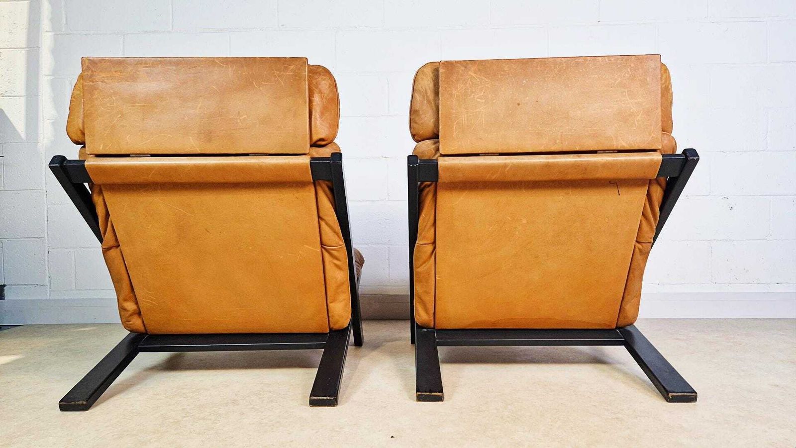 2 X Ueli Berger De Sede Vintage 1970s Danish Design Leather Easy Lounge Chairs Pg012 photo Furniture