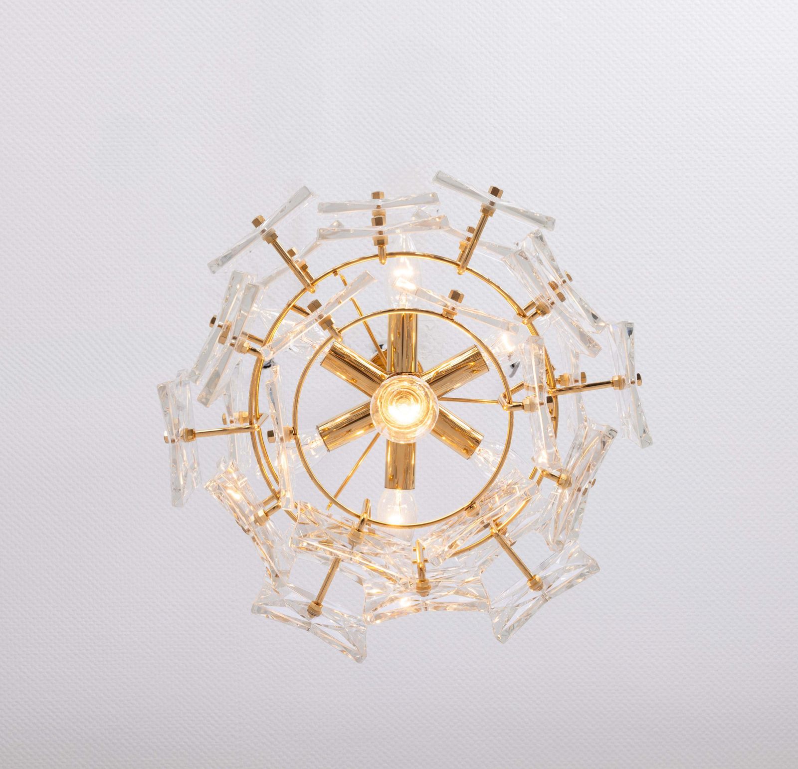 Stunning Chandelier, Brass And Crystal Glass By Kinkeldey, Germany, 1970s photo for sale