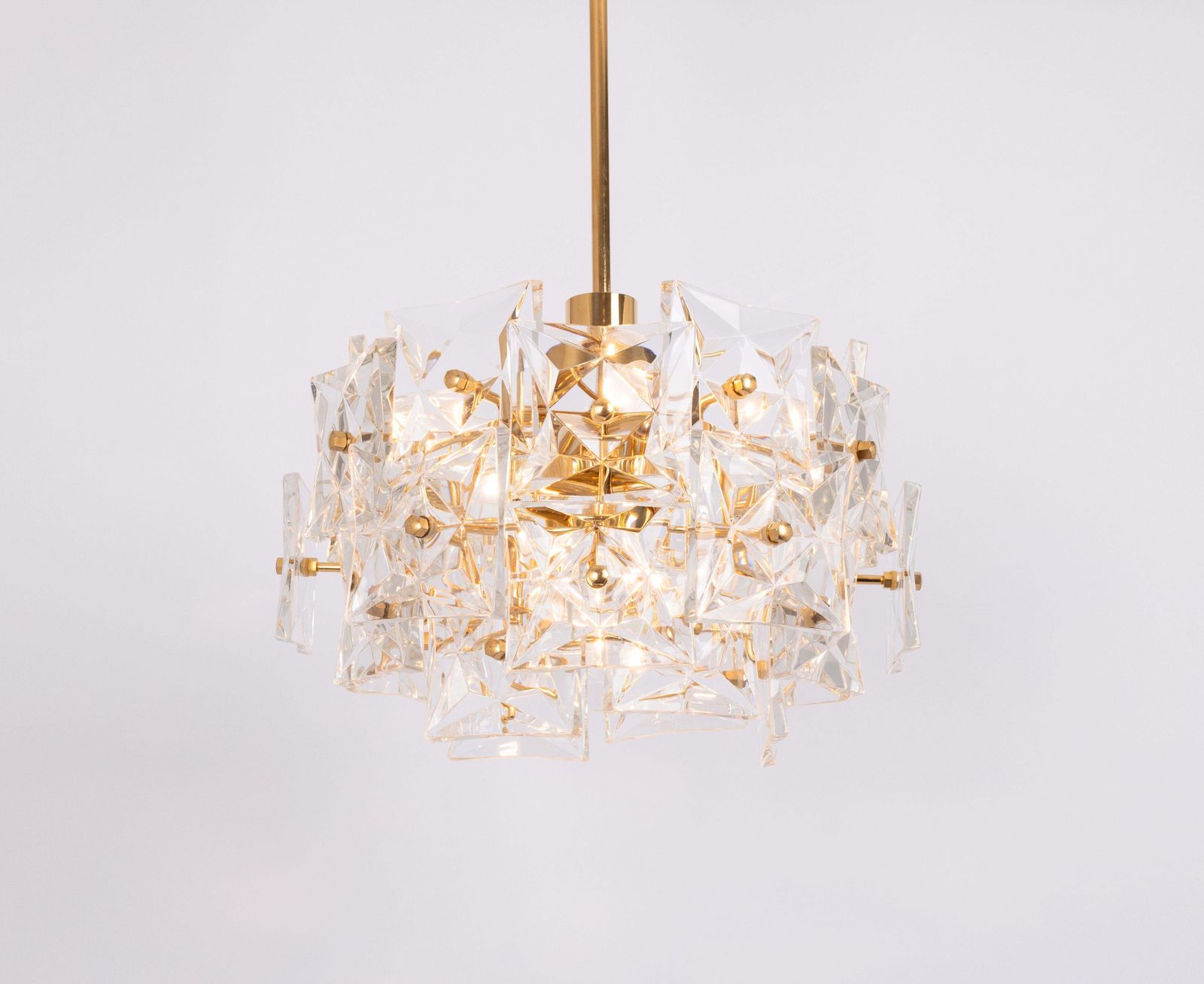 Stunning Chandelier, Brass And Crystal Glass By Kinkeldey, Germany, 1970s photo Lighting