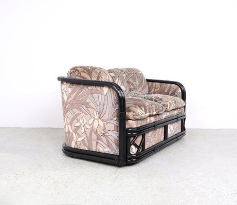 Vintage Bamboo 2 Seater Sofa With Floral Velvet Fabric, 1970s photo Furniture