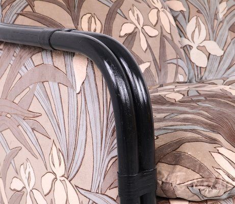 Vintage Bamboo 2 Seater Sofa With Floral Velvet Fabric, 1970s photo vintage