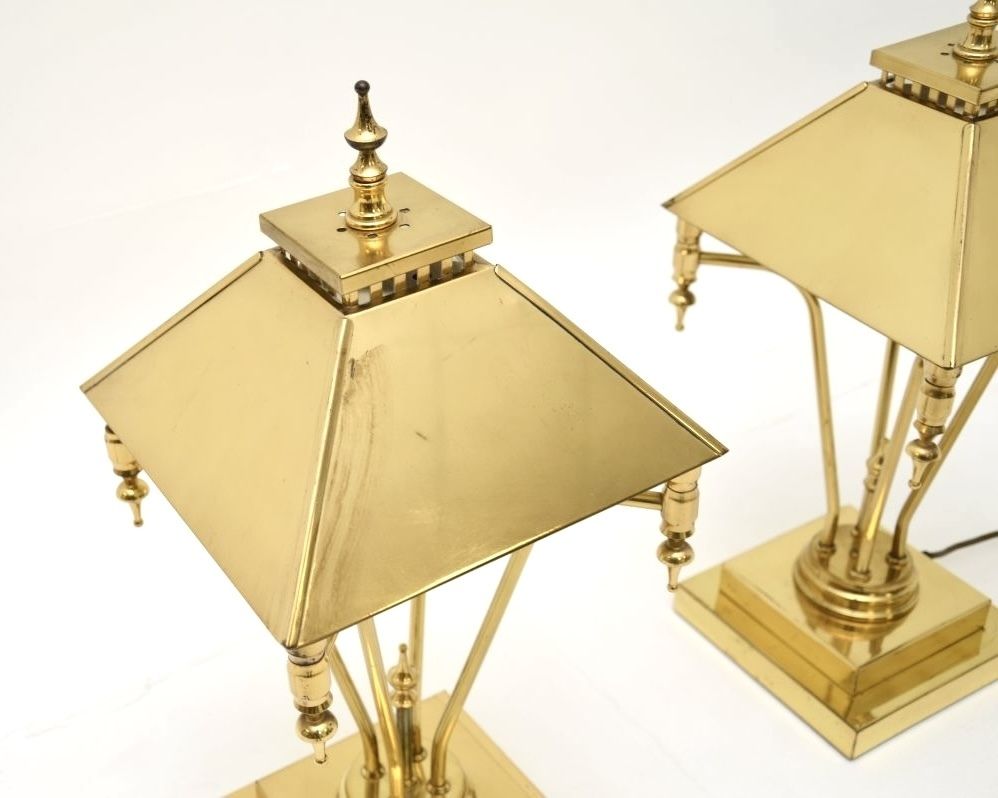 Pair Of Vintage Brass Table Lamps photo for sale