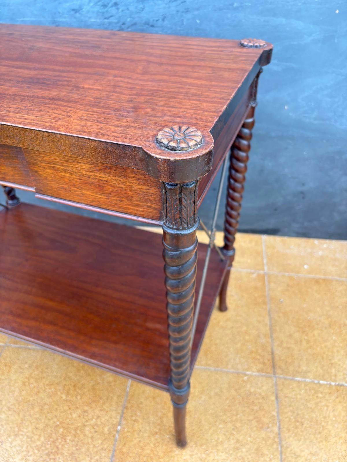 English Jacobean Revival Barley Twist Side Table With Drawer, Early 20th Century photo 2100.0
