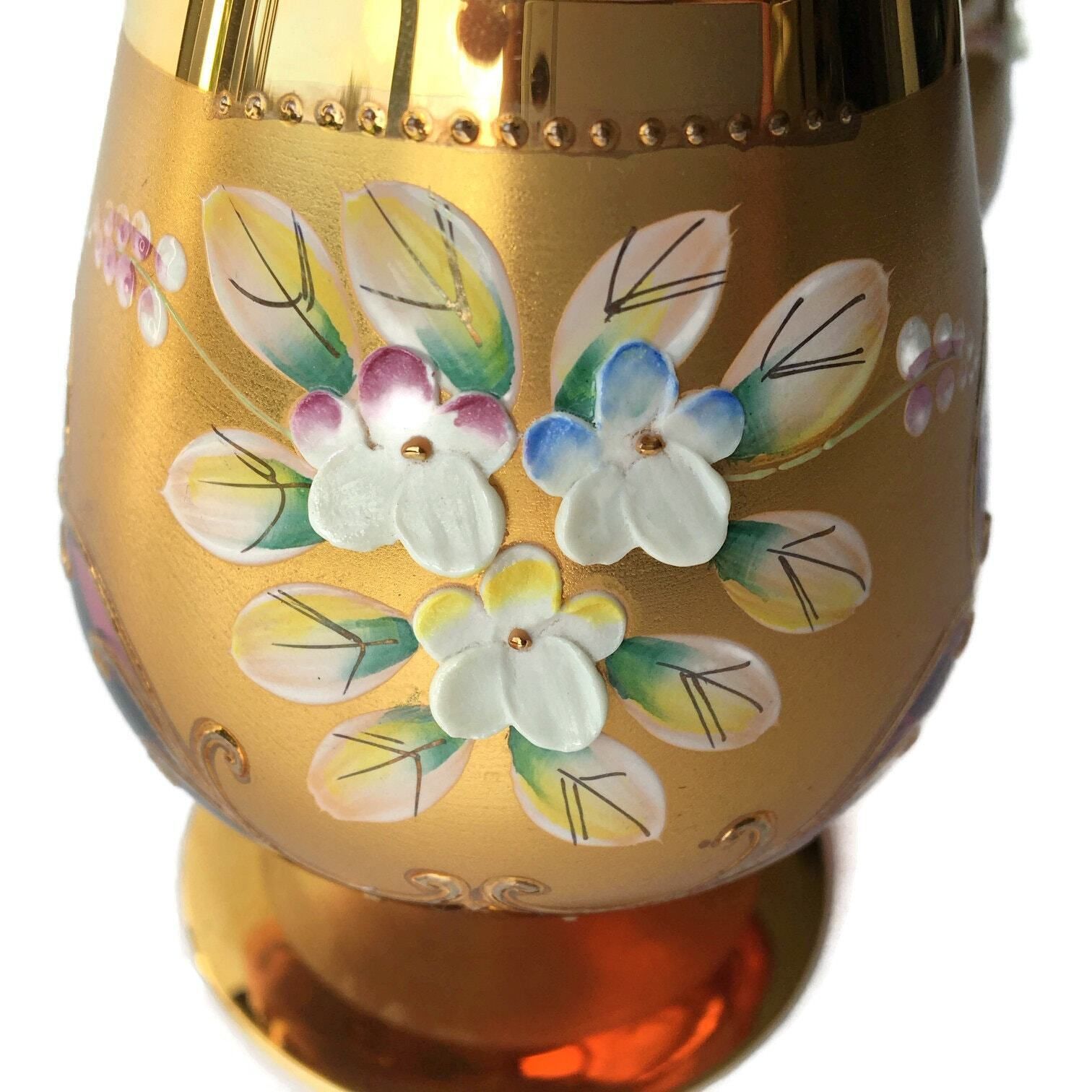 Czech Republic Cognac Glass | 1pc | Gold Pink | Glass Art photo buy