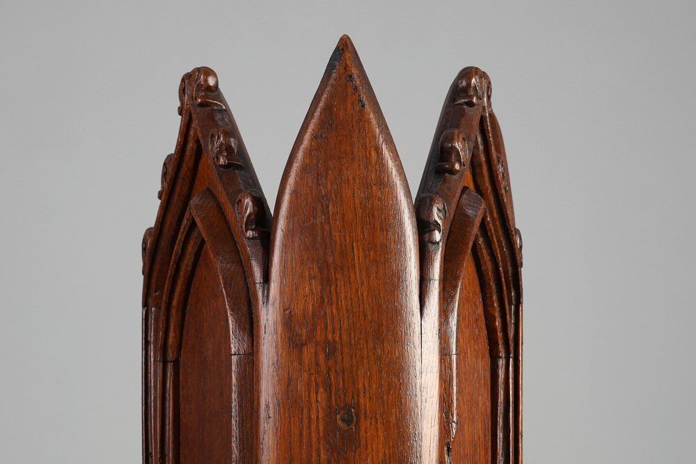 19th Century Neo Gothic Oak Umbrella Stand With Sculptural Carving, France photo 2354.0