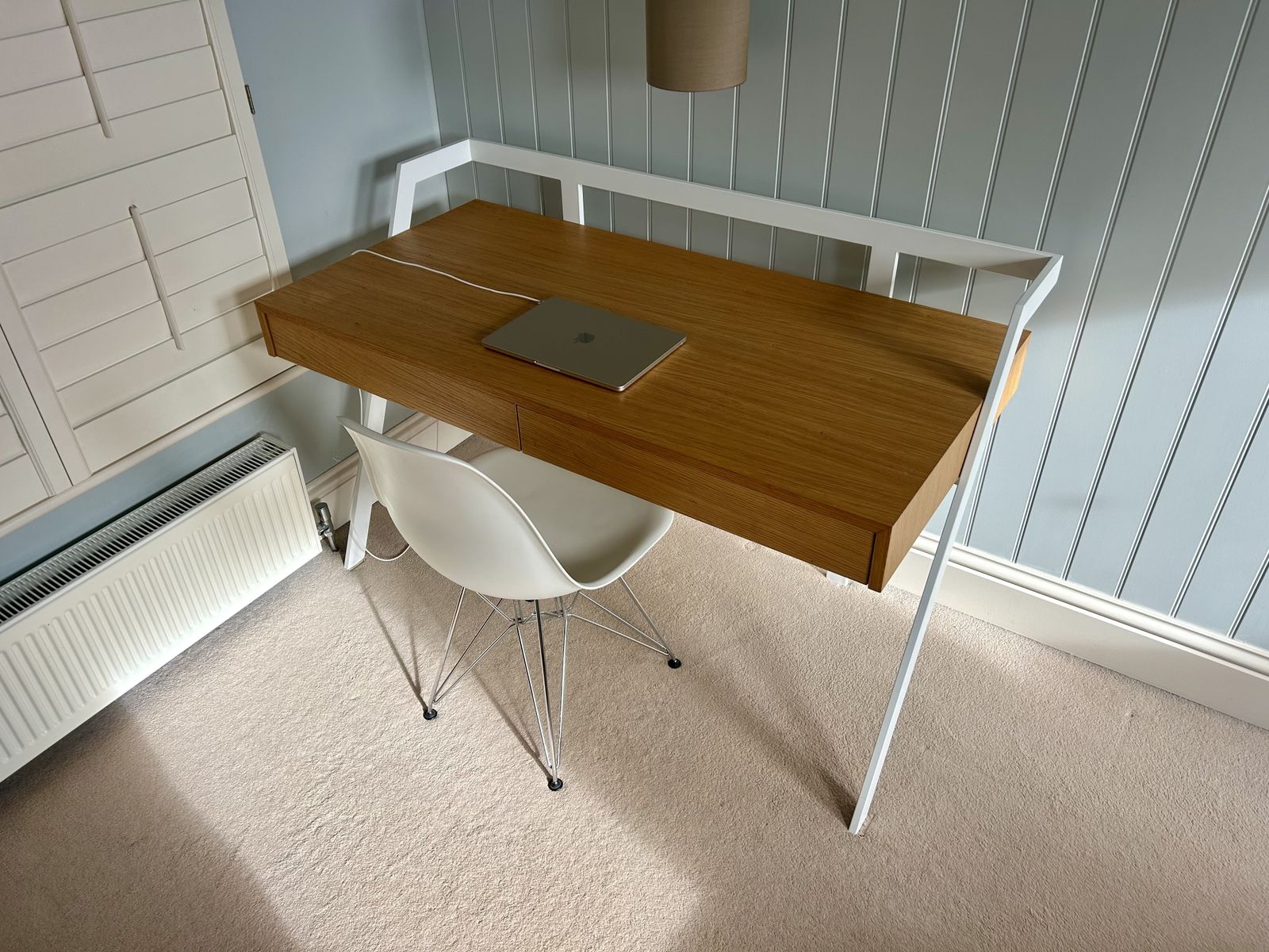 Bontempi Zac Desk Oak And White Painted Metal Contemporary photo Furniture