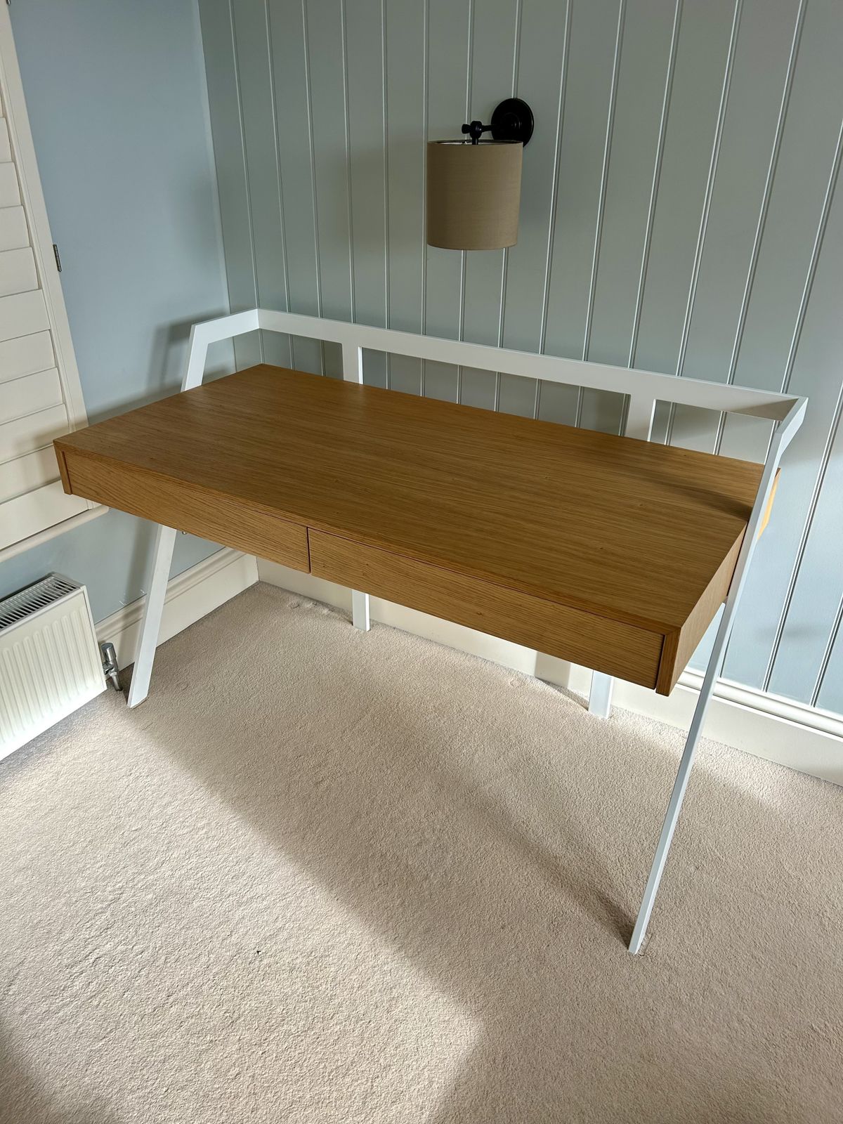 photo vinterior Bontempi Zac Desk Oak And White Painted Metal Contemporary