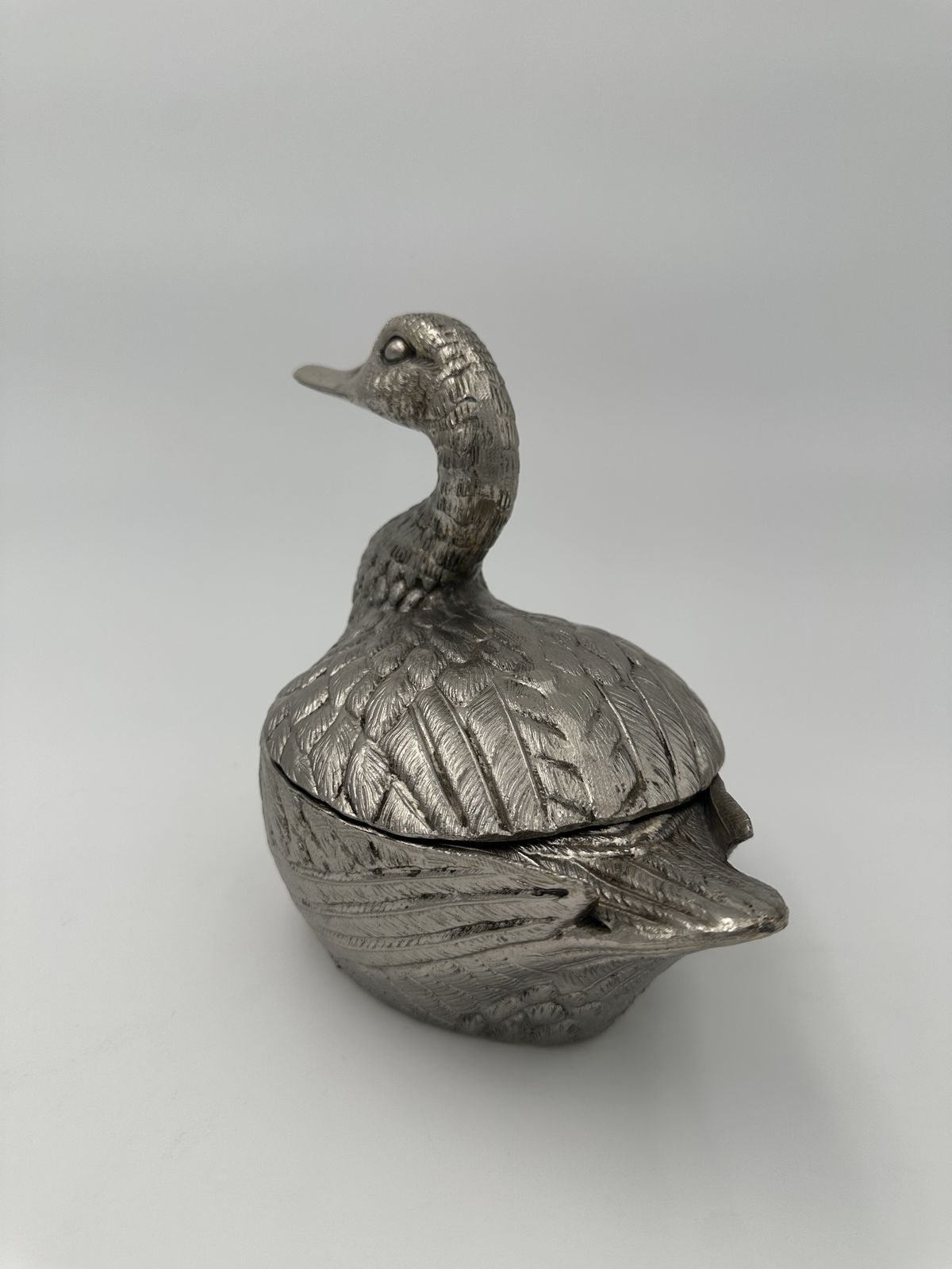 Set Of Two Ice Buckets Depicting A Duck In Silver Plated Metal By Mauro Manetti photo vintage