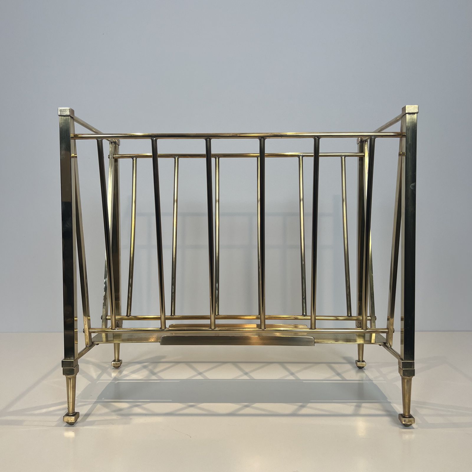 Neoclassical Style Brass Magazine Rack Attributed To The Ramsay Company photo Home Decor