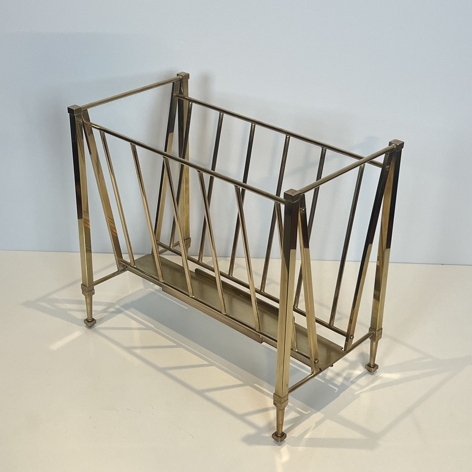 Neoclassical Style Brass Magazine Rack Attributed To The Ramsay Company photo 1350.0