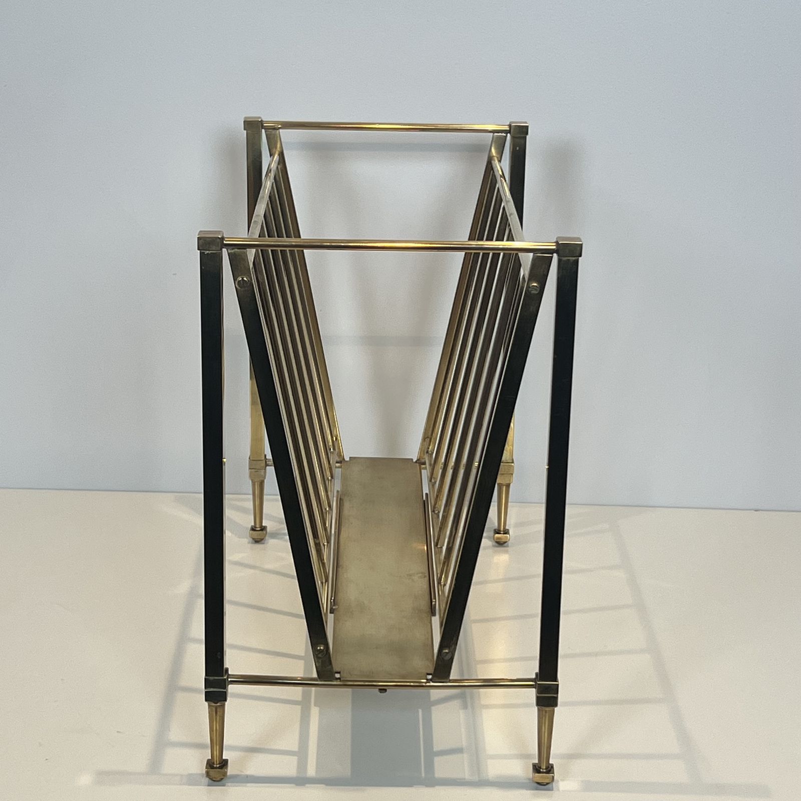 photo buy Neoclassical Style Brass Magazine Rack Attributed To The Ramsay Company