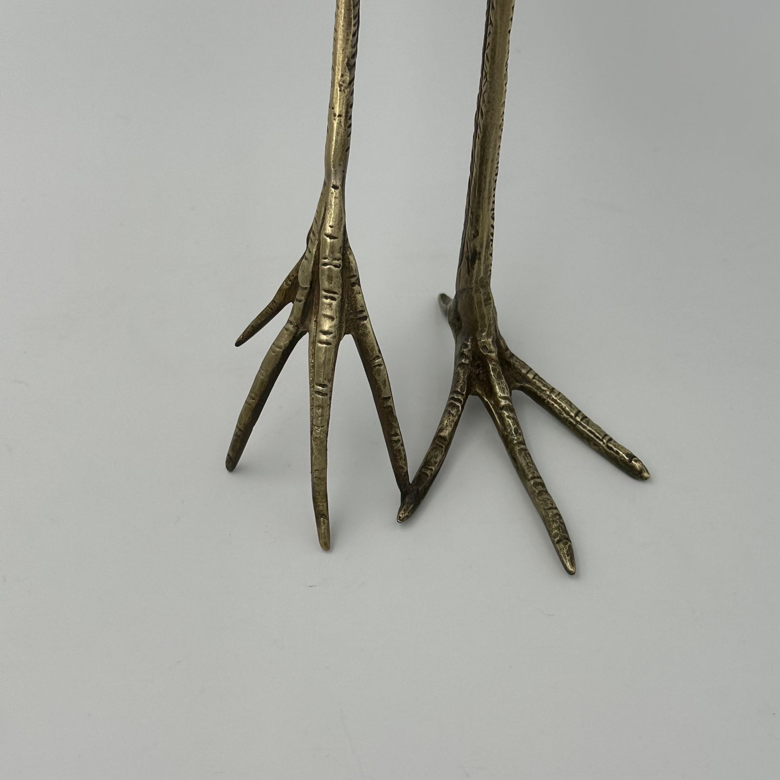 Pair Of Birds In Wood And Chiseled Brass photo vintage
